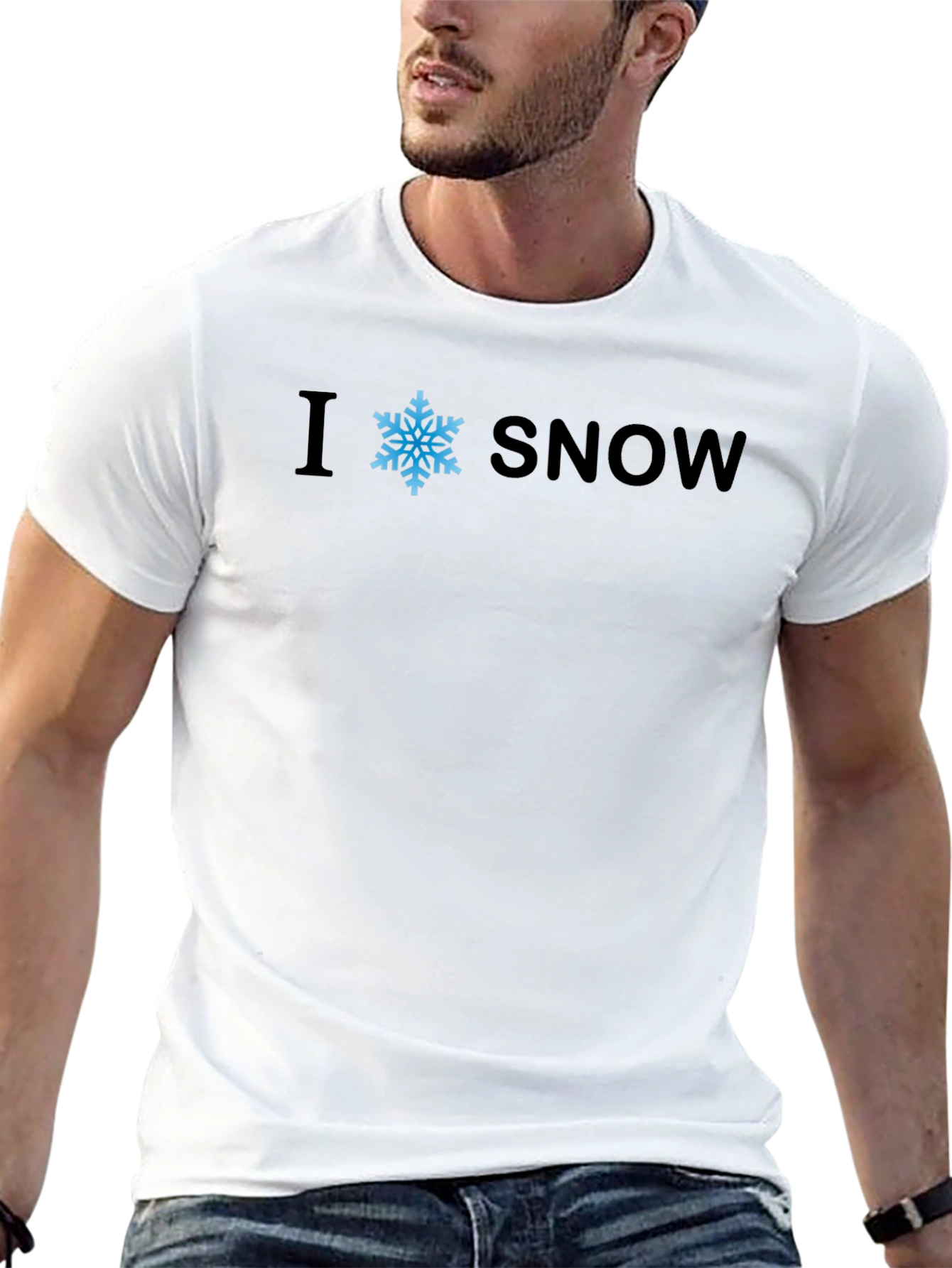 Black I Snowflake Snow T-Shirt - Black view 13