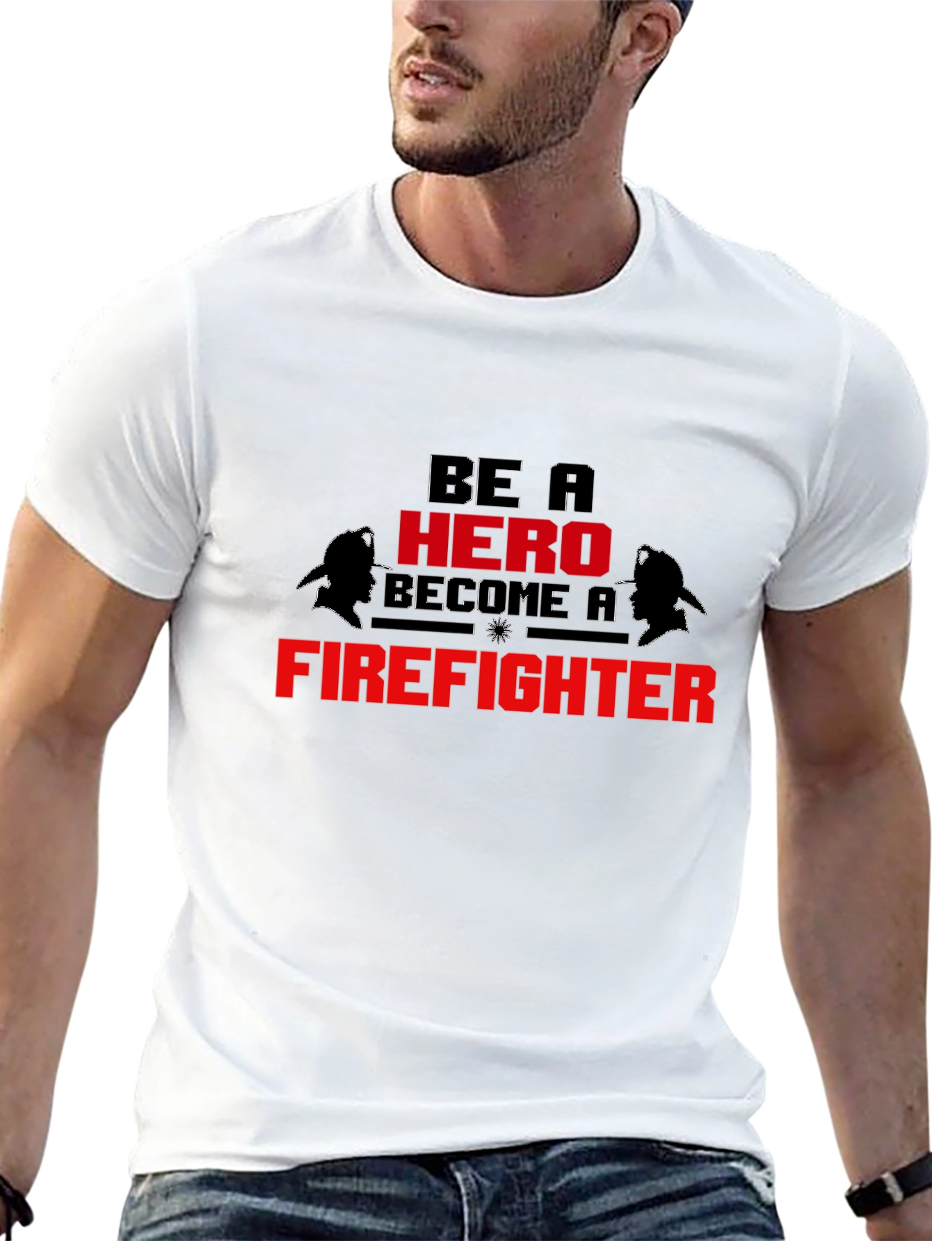 Black Be a Hero Firefighter Graphic Tee view 13