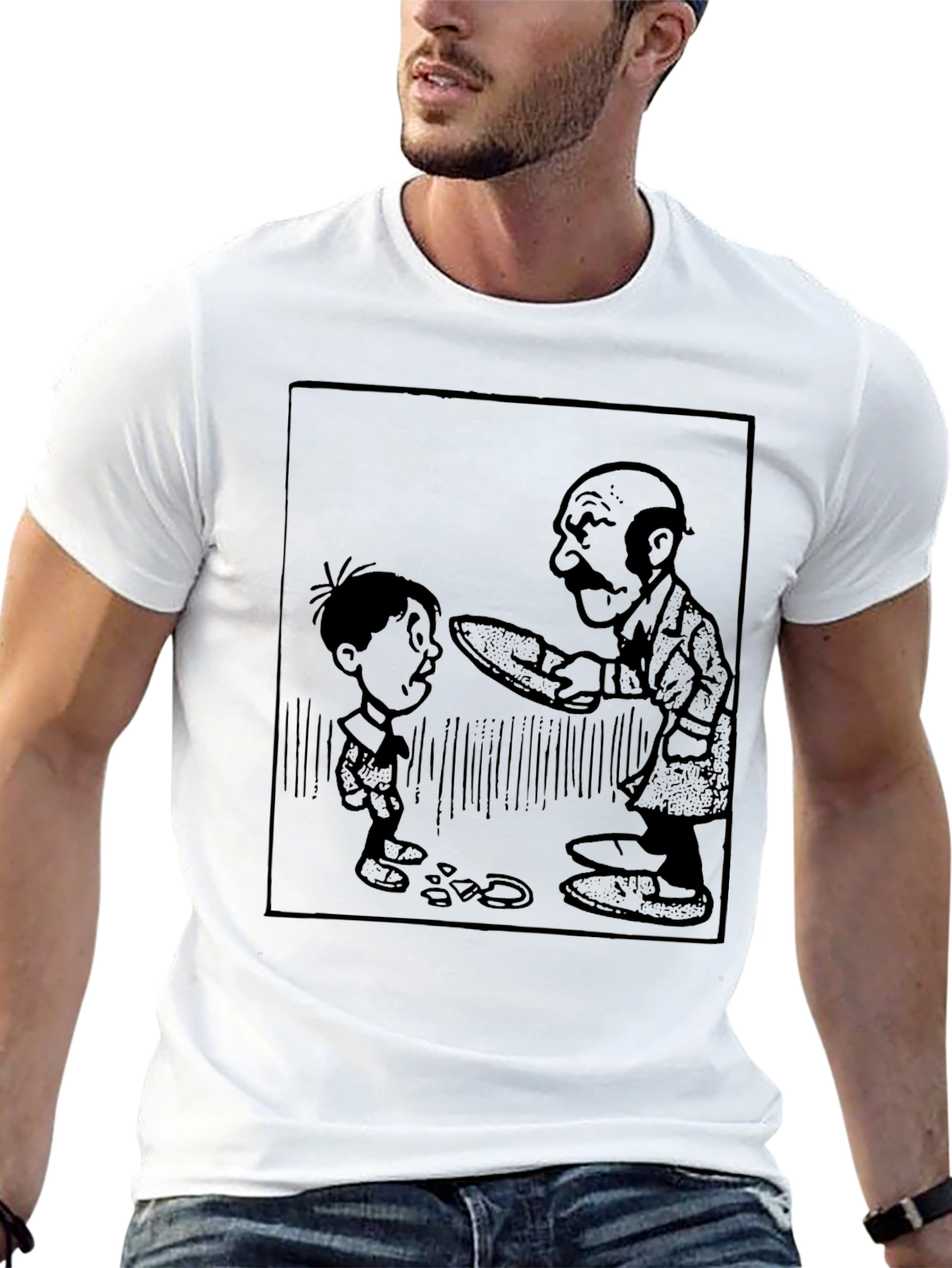 Black Classic Cartoon Graphic Tee - Black view 13