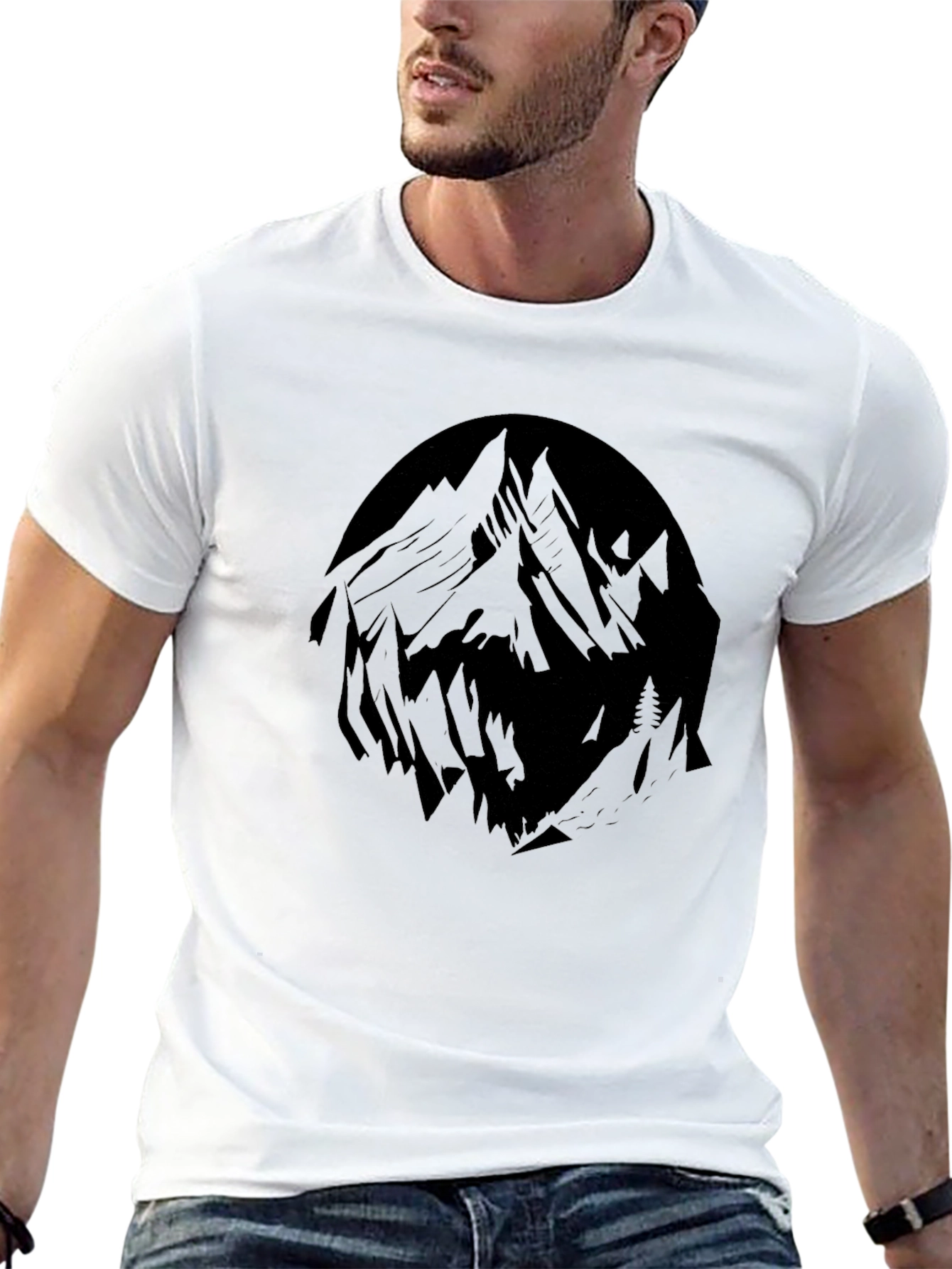 Black Mountain Graphic Tee - Black Crew Neck T-Shirt view 13