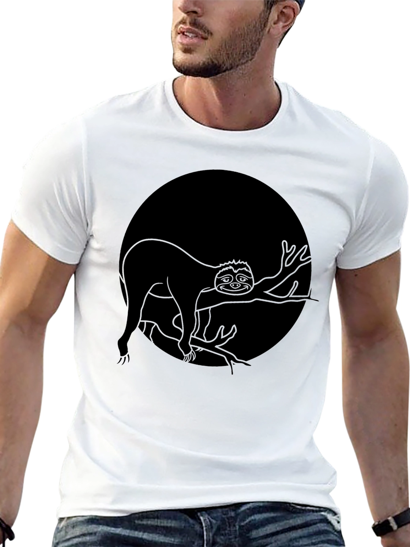 Black Sloth on Branch Graphic T-Shirt view 13