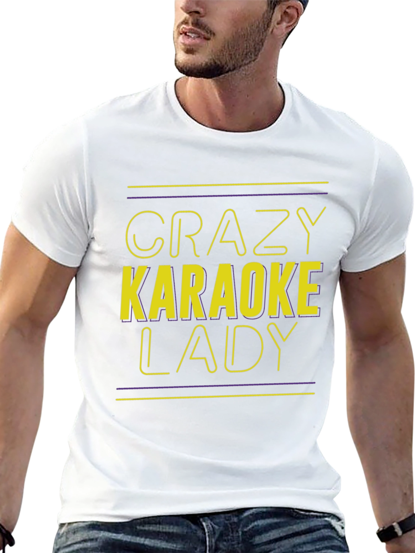 Black Crazy Karaoke Lady Graphic Tee - Unique Design view 13