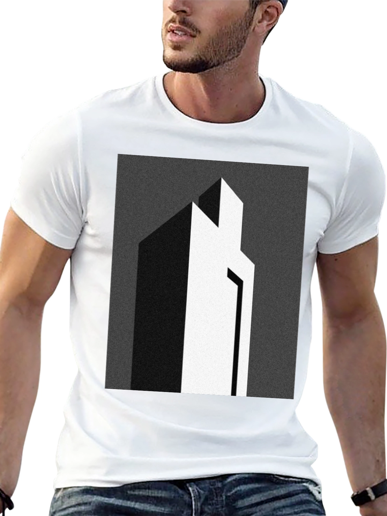 Black Modern Abstract Graphic Print Tee view 13