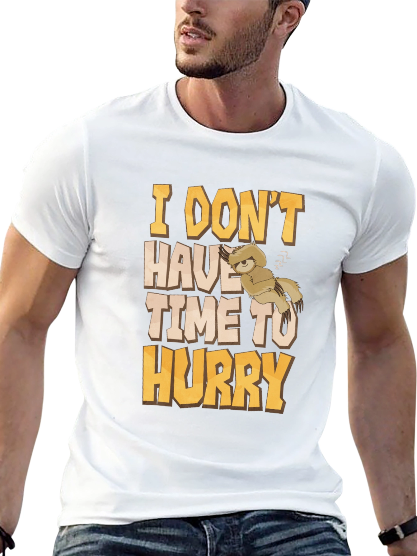 Black Funny Sloth Graphic T-Shirt - I Don't Have Time to Hurry view 13