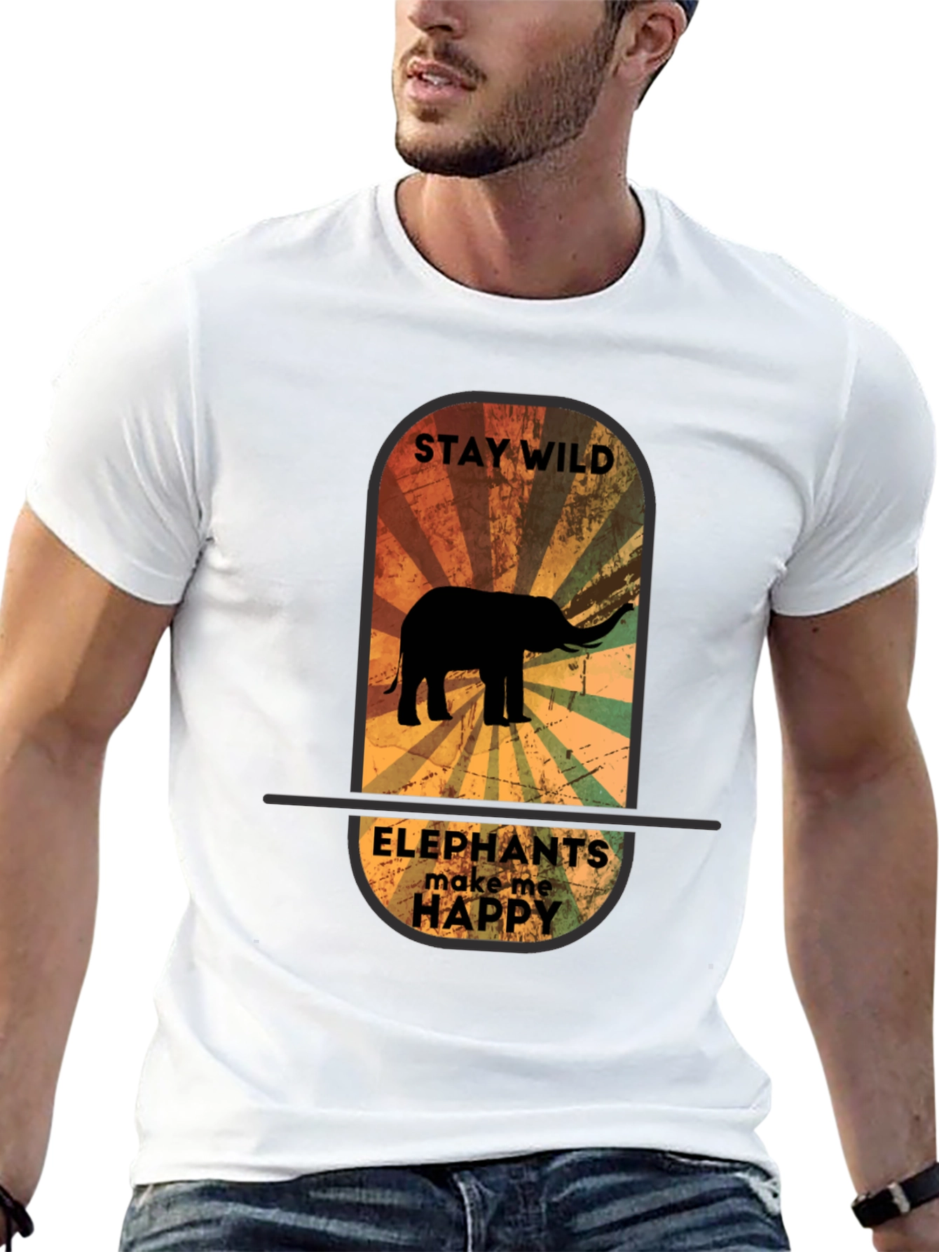 Stay Wild Elephant Graphic Tee - Unisex Black T-Shirt - 13