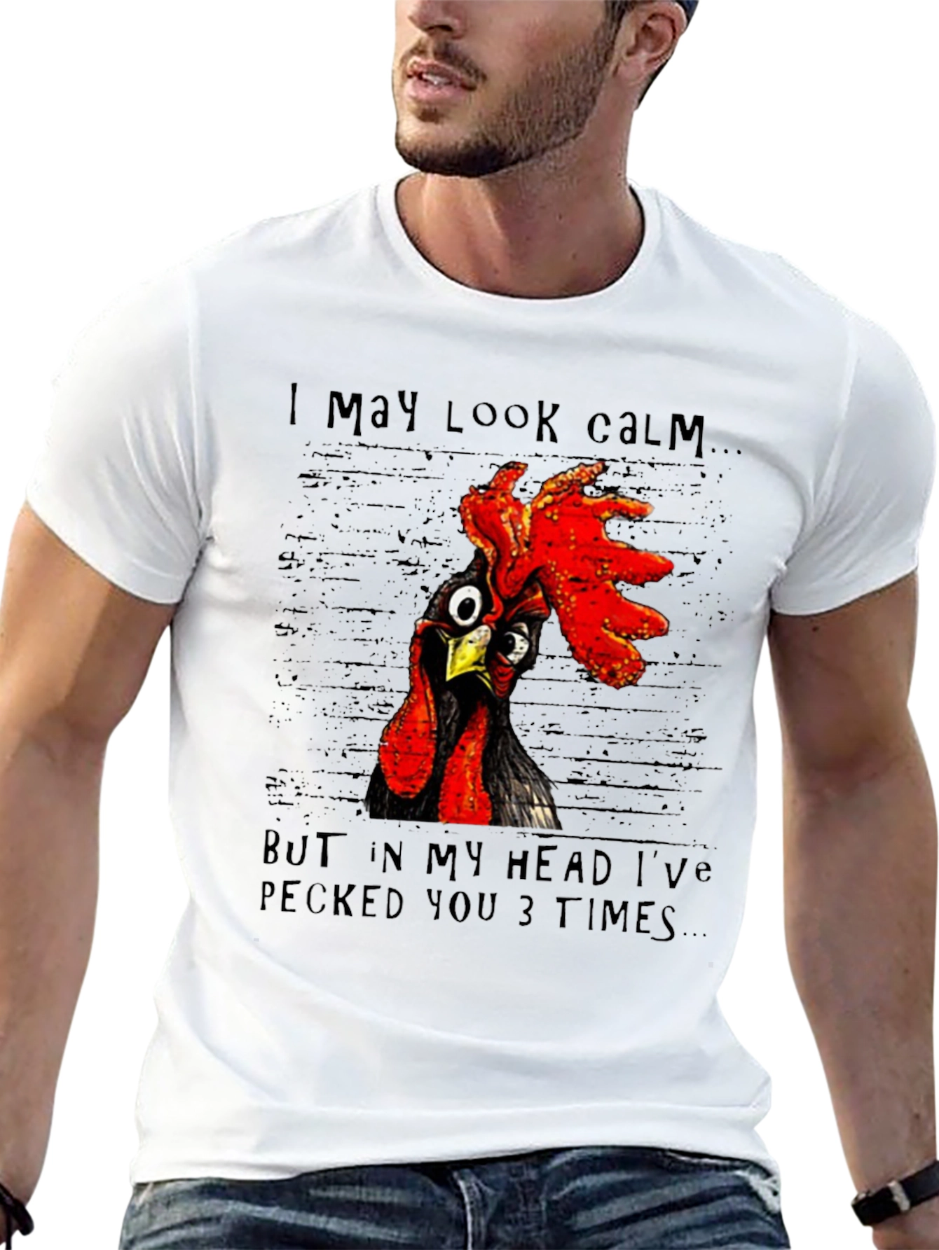 Black Funny Chicken T-Shirt - I May Look Calm view 13