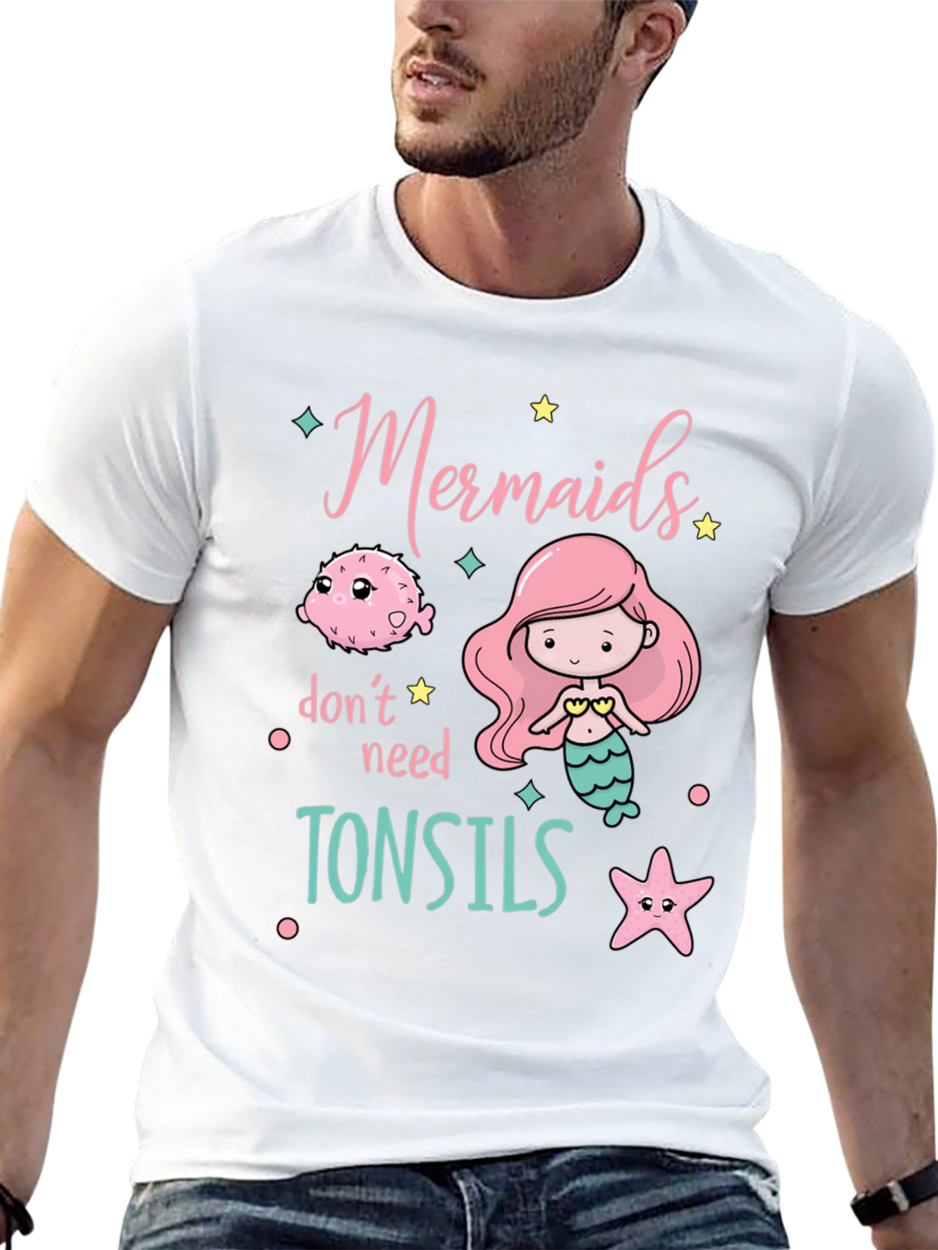 Black Mermaids Don't Need Tonsils Black Graphic Tee view 13