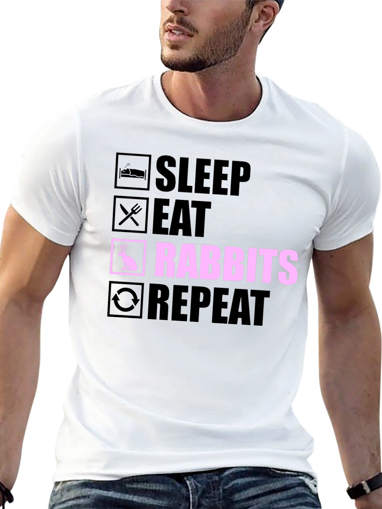 Black Sleep Eat Rabbits Repeat T-Shirt view 13
