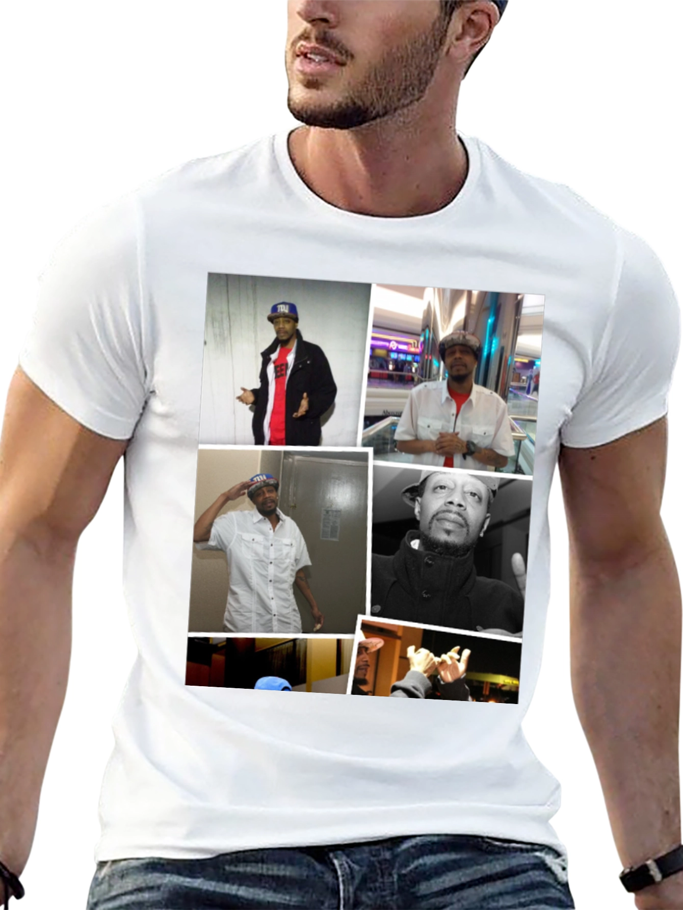 Black Black T-Shirt with Man Collage view 13