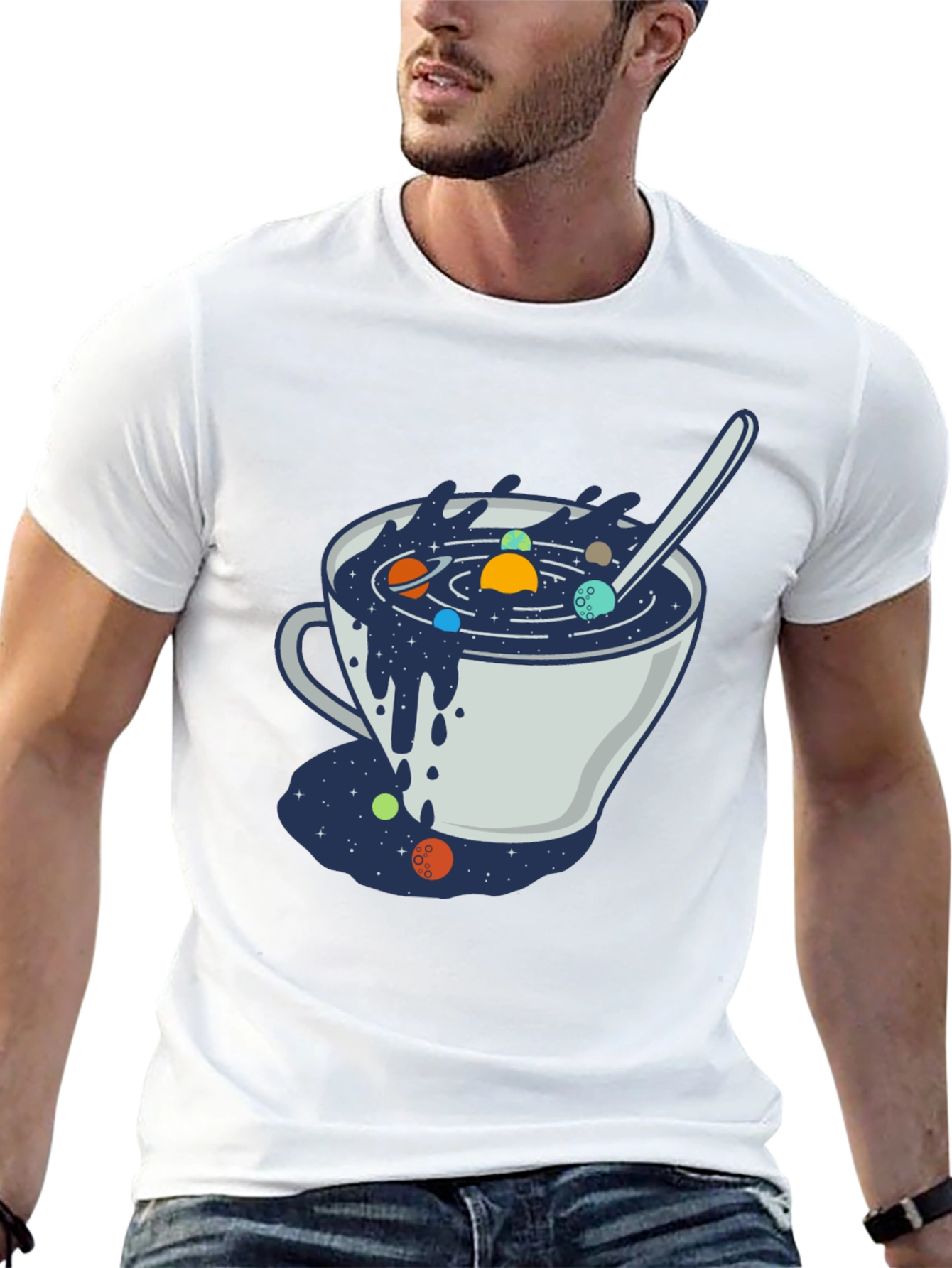 Black Cosmic Soup T-Shirt - Unique Space Design view 13