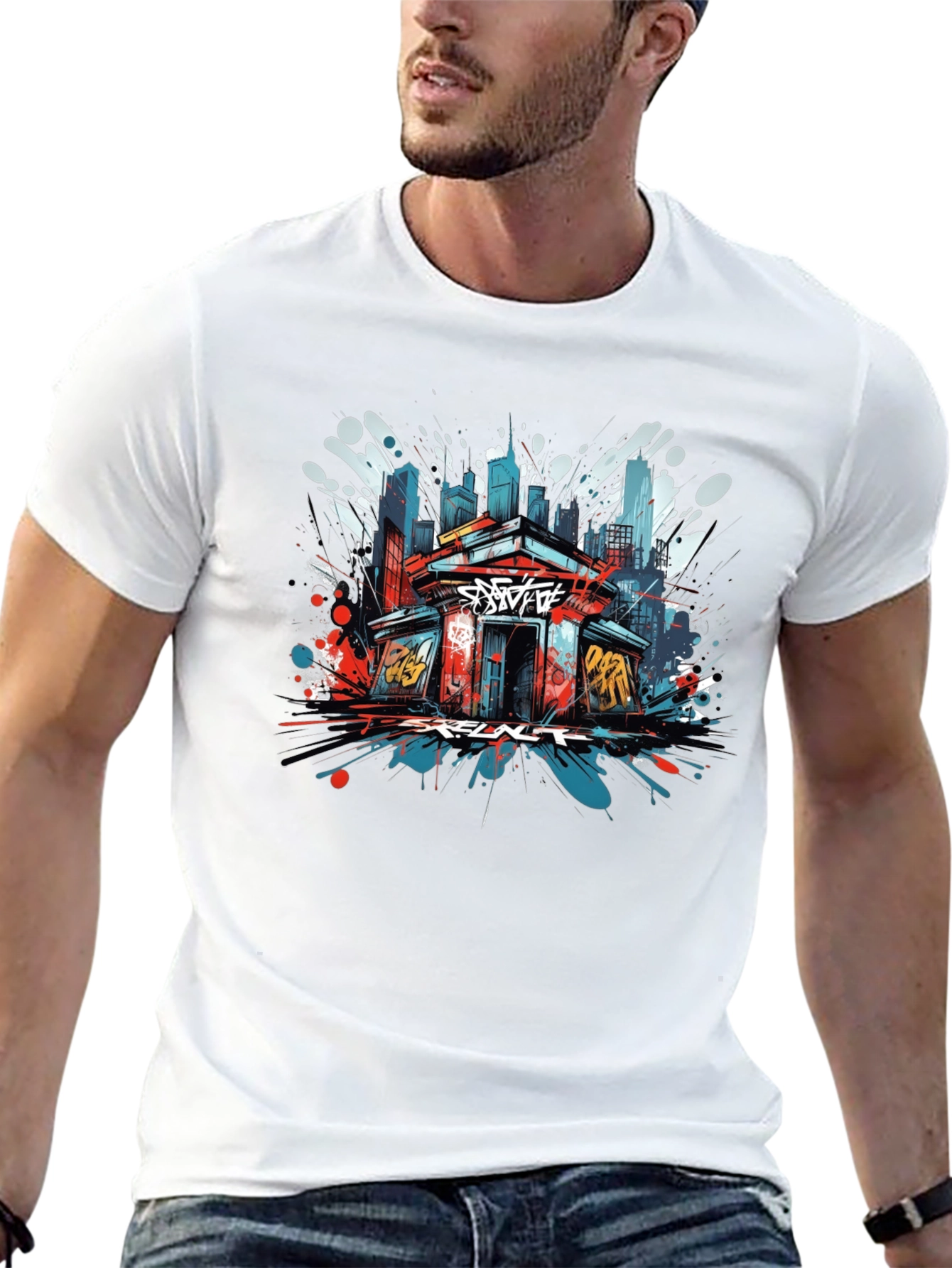 Black Urban Graffiti Art T-Shirt view 13