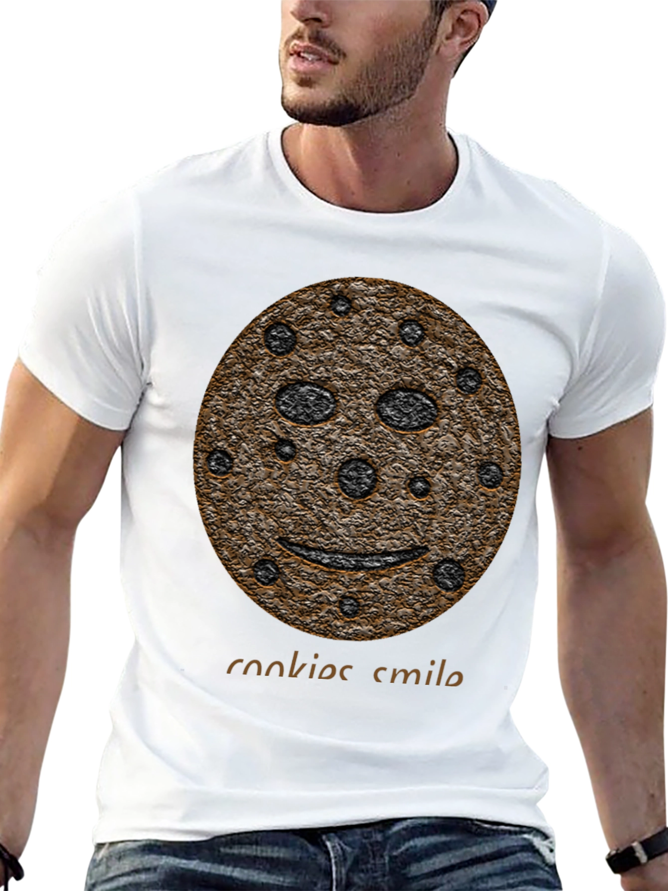 Black Cookie Smile Graphic Black T-Shirt view 13