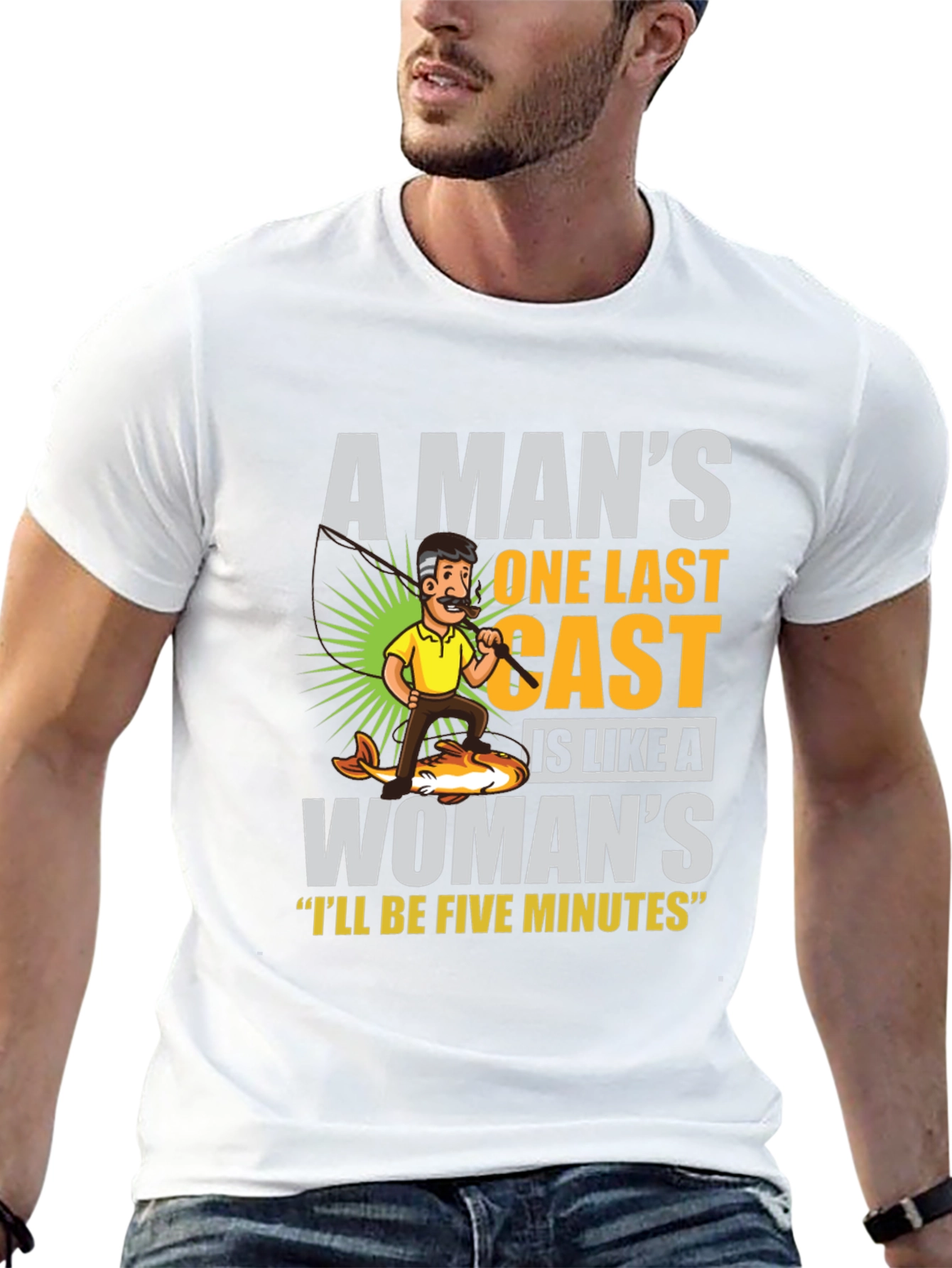 Black Funny Fishing T-Shirt: A Man's One Last Cast view 13