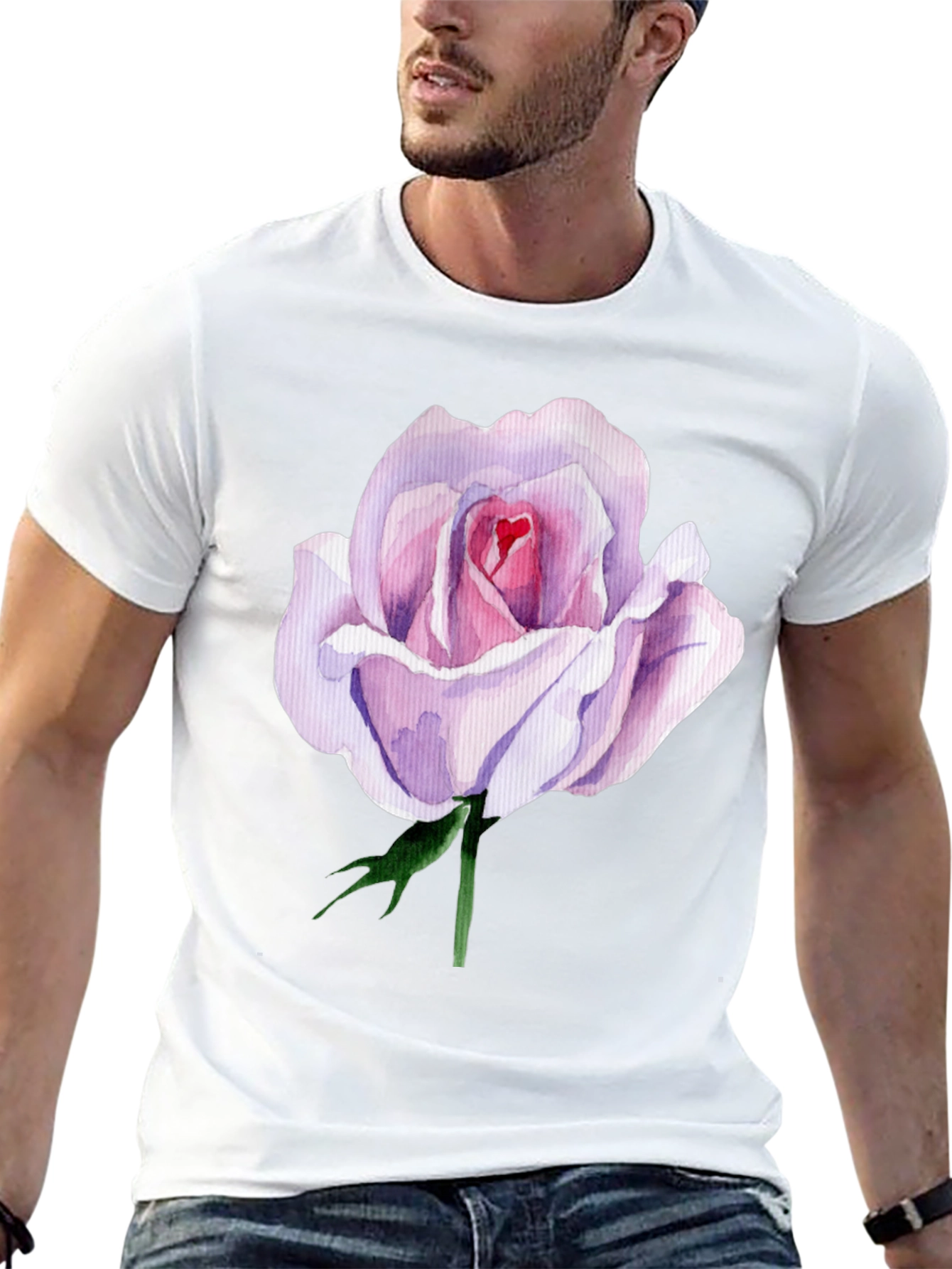 Elegant Rose Graphic Tee - Black - 13