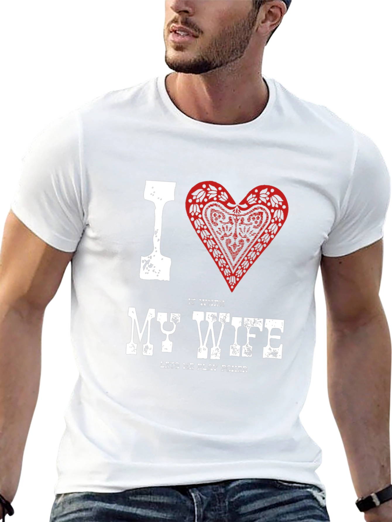 Black I Heart My Wife Poker T-Shirt view 13