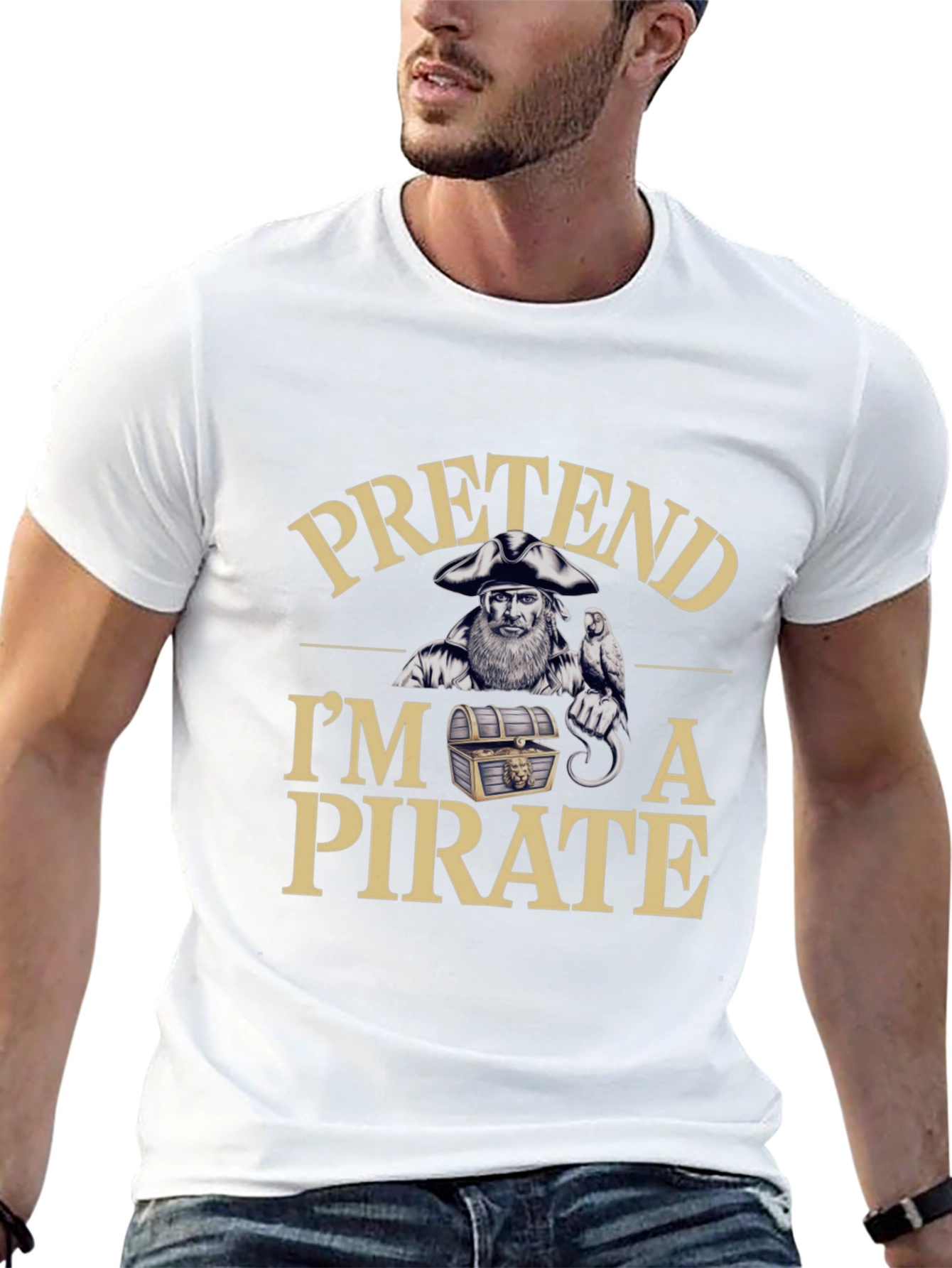 Black Funny Pretend I'm A Pirate Graphic Tee view 13