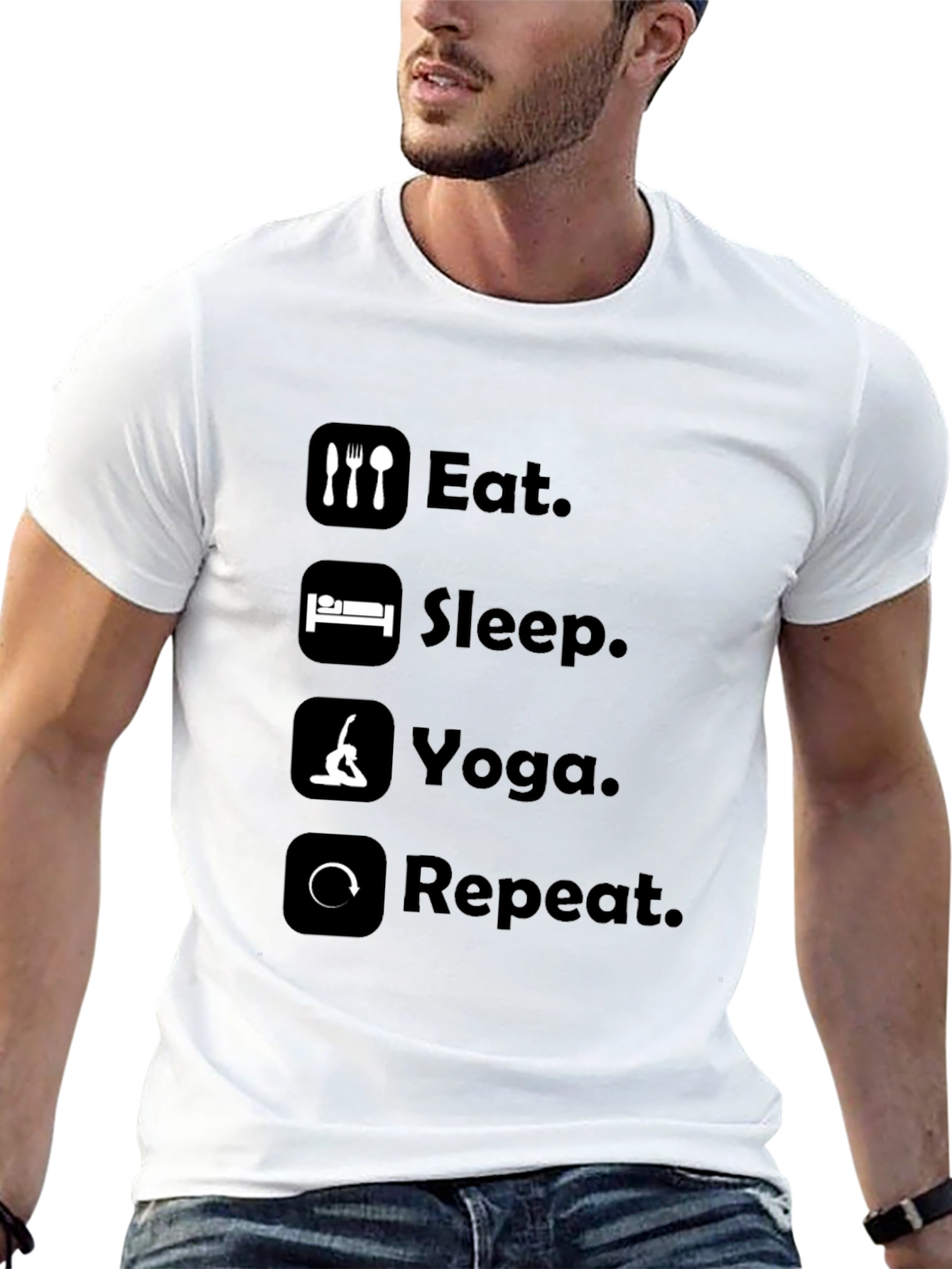 Black Eat Sleep Yoga Repeat Graphic Tee - Black T-Shirt view 13