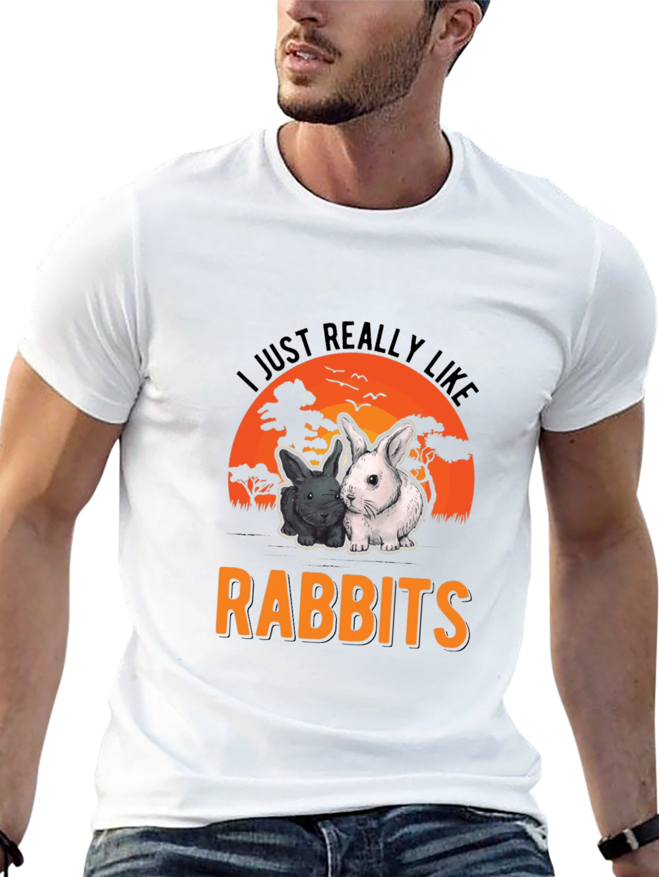 Black I Just Really Like Rabbits T-Shirt view 13