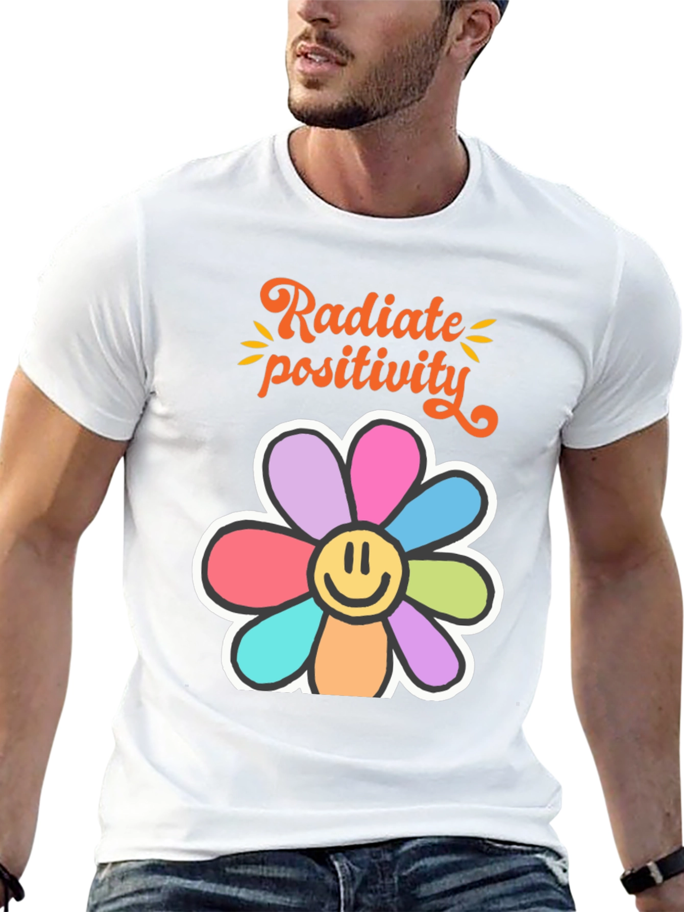 Black Radiate Positivity Graphic T-Shirt view 13
