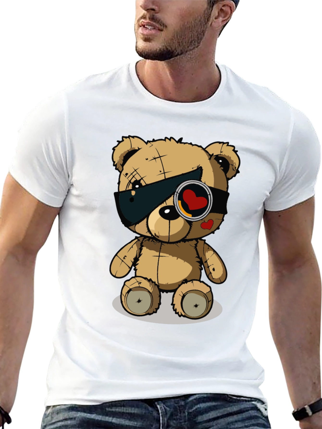 Black Trendy Black T-Shirt with Graphic Teddy Bear Design view 13