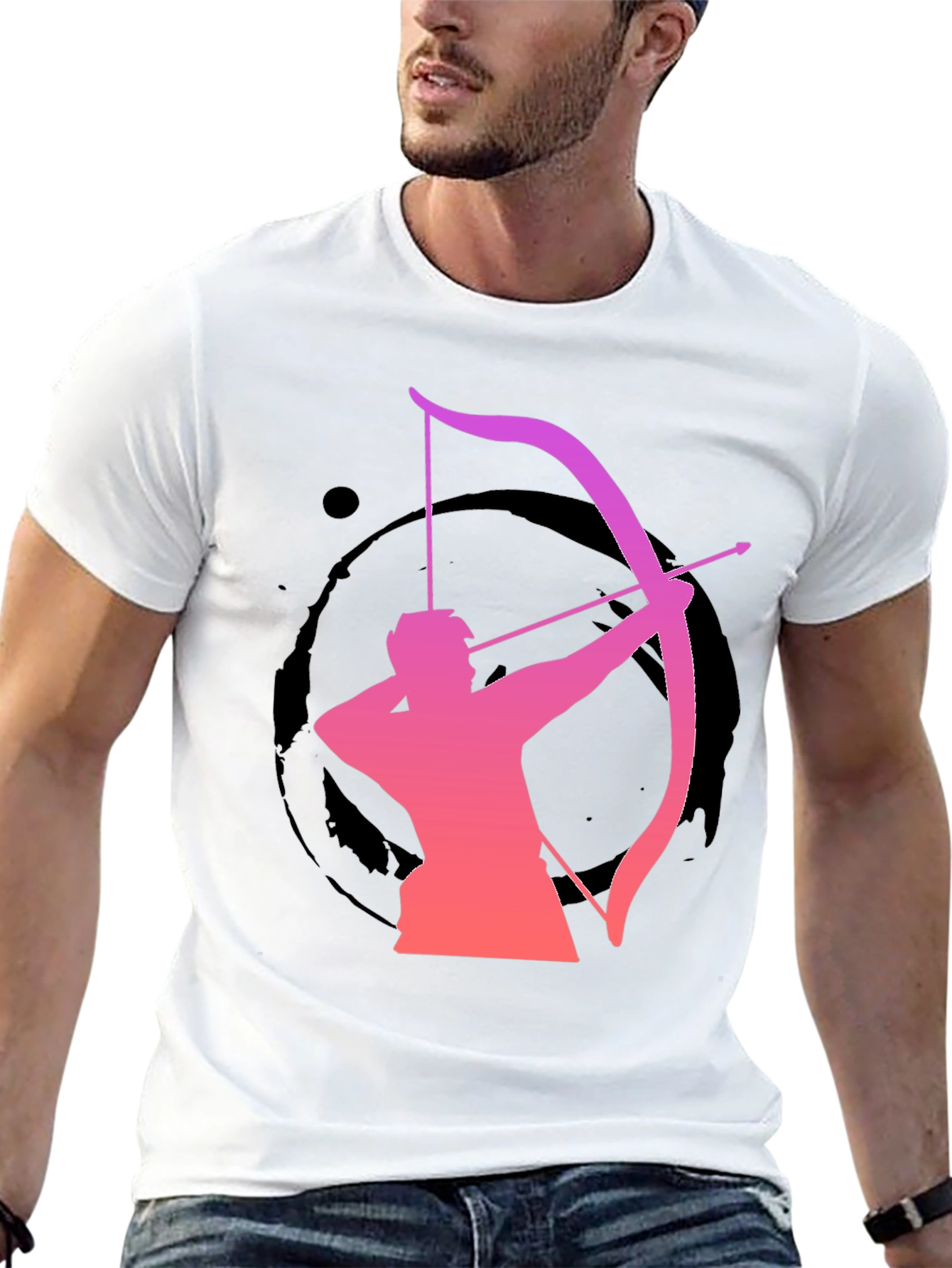 Black Archery Silhouette Graphic T-Shirt - Black view 13