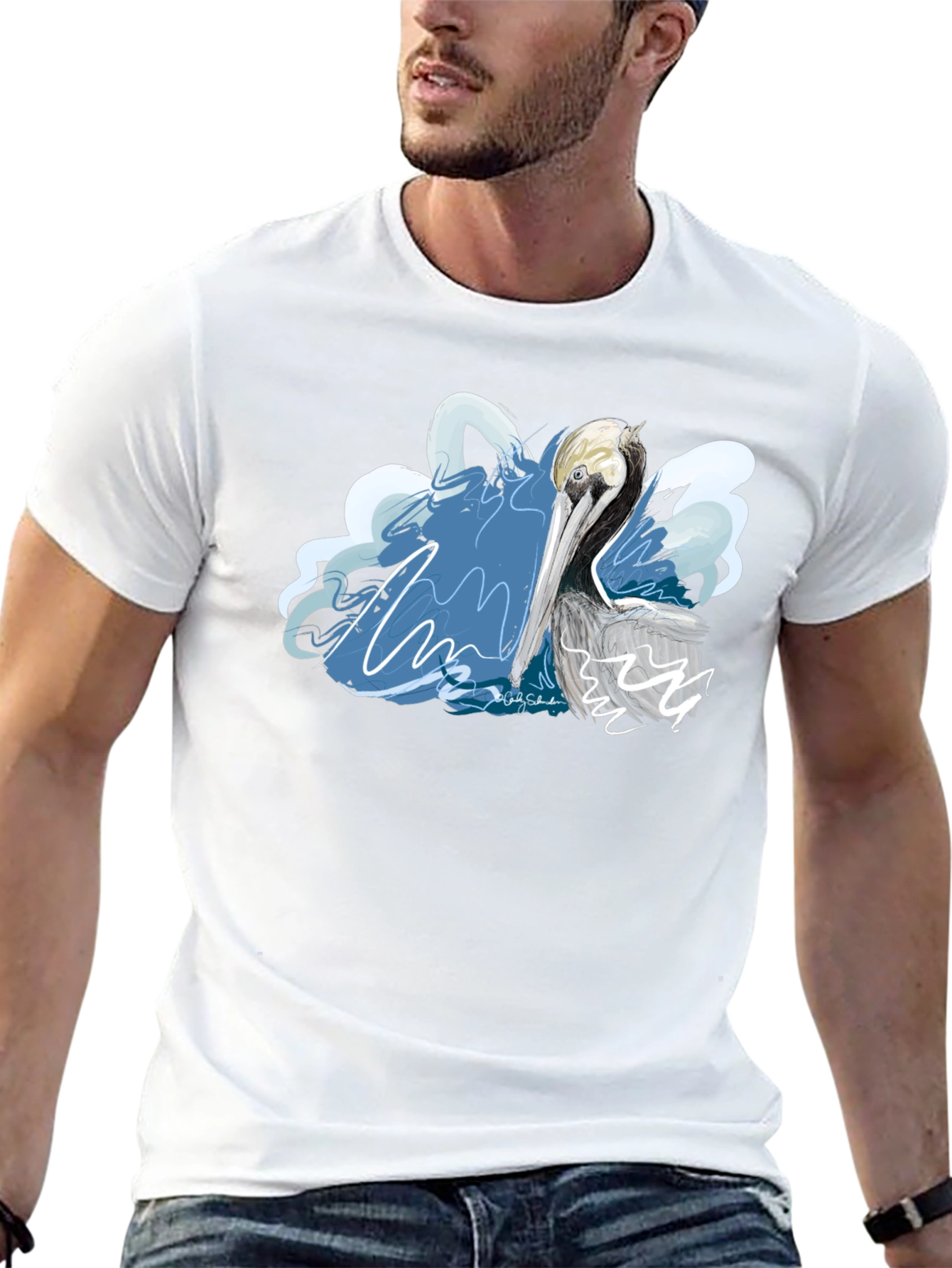 Black Pelican Graphic T-Shirt - Artistic Design view 13