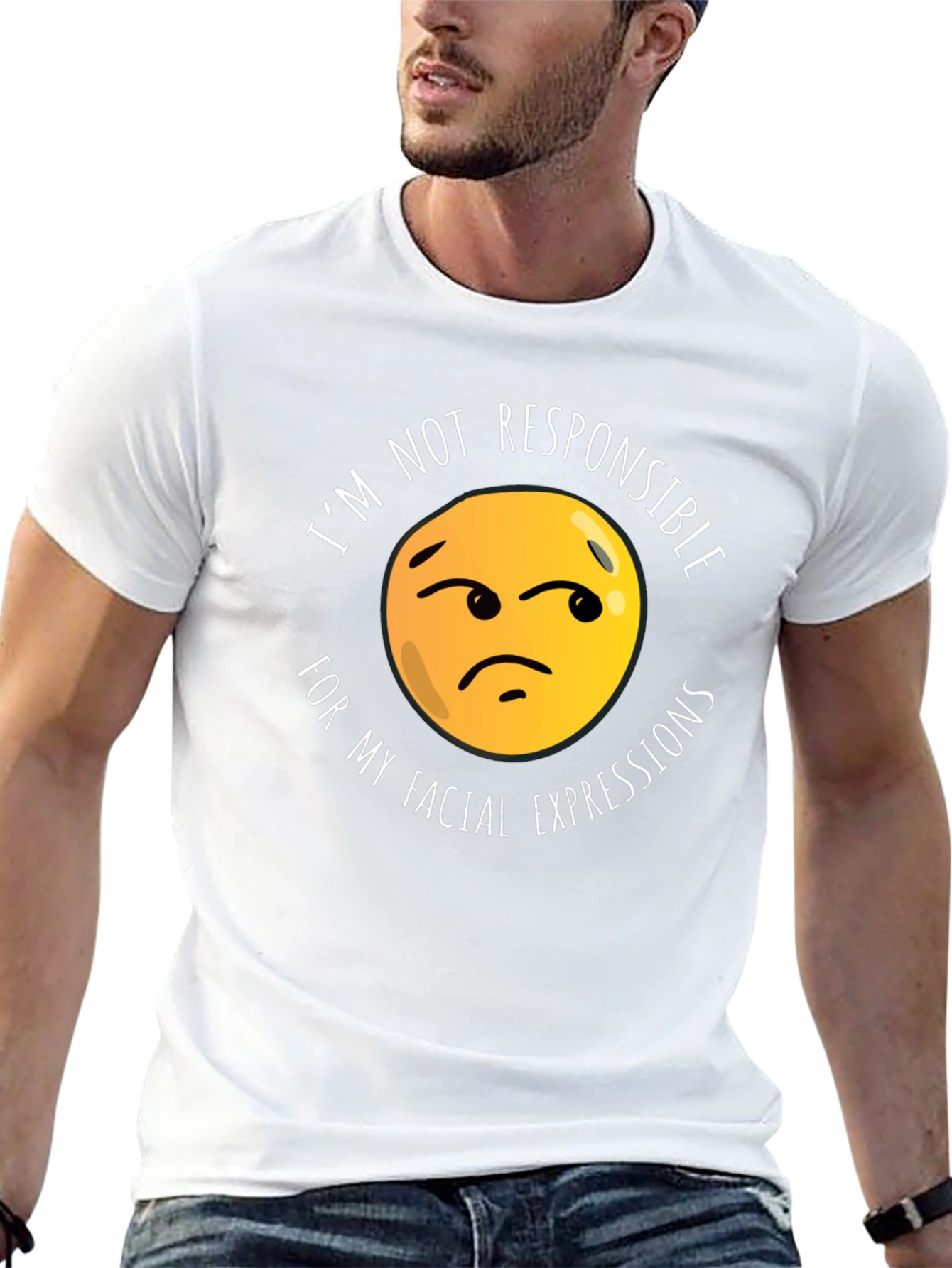 Black Funny Facial Expression Emoji Graphic T-Shirt - Black view 13