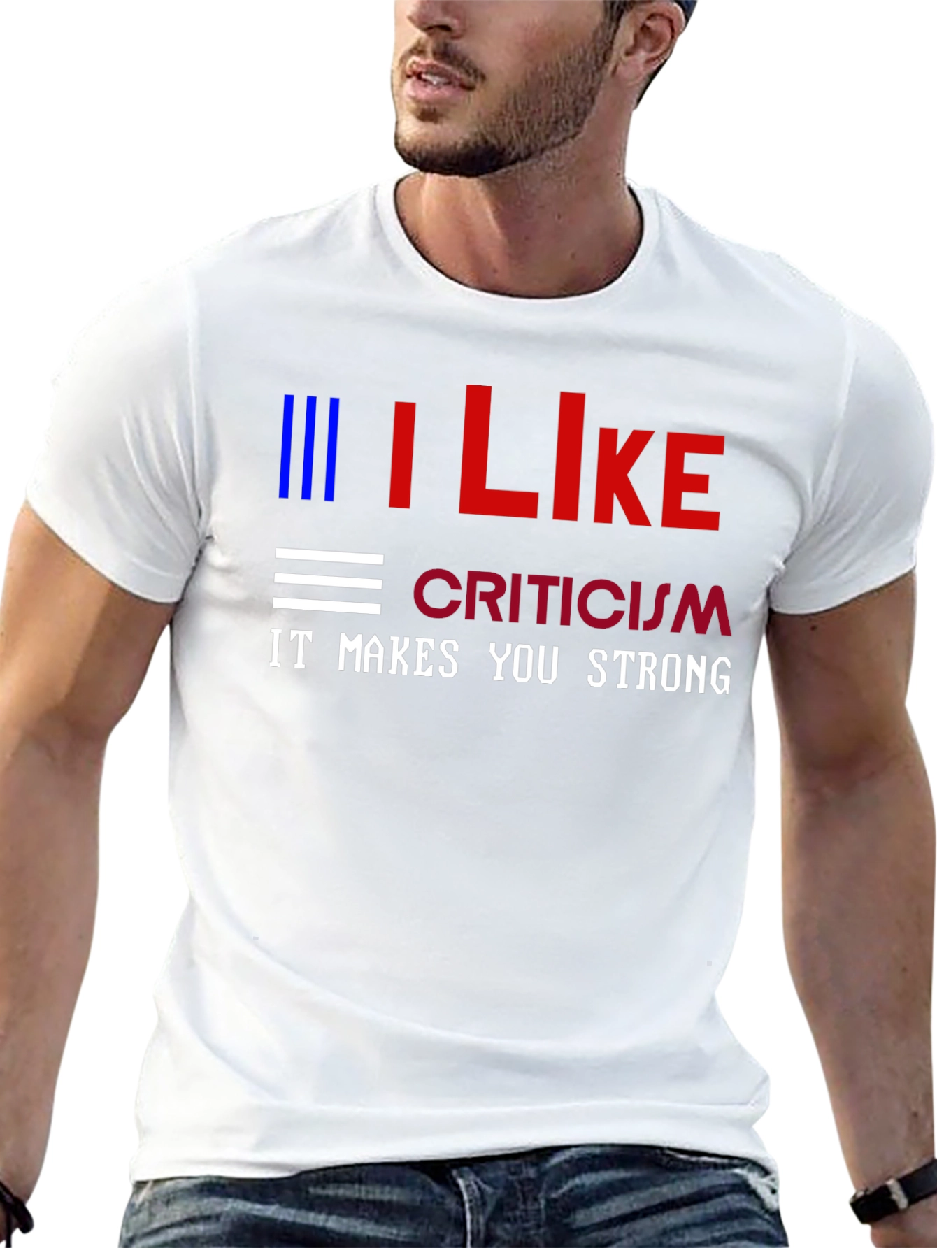Black I Like Criticism Graphic Tee - Strong Message T-Shirt view 13