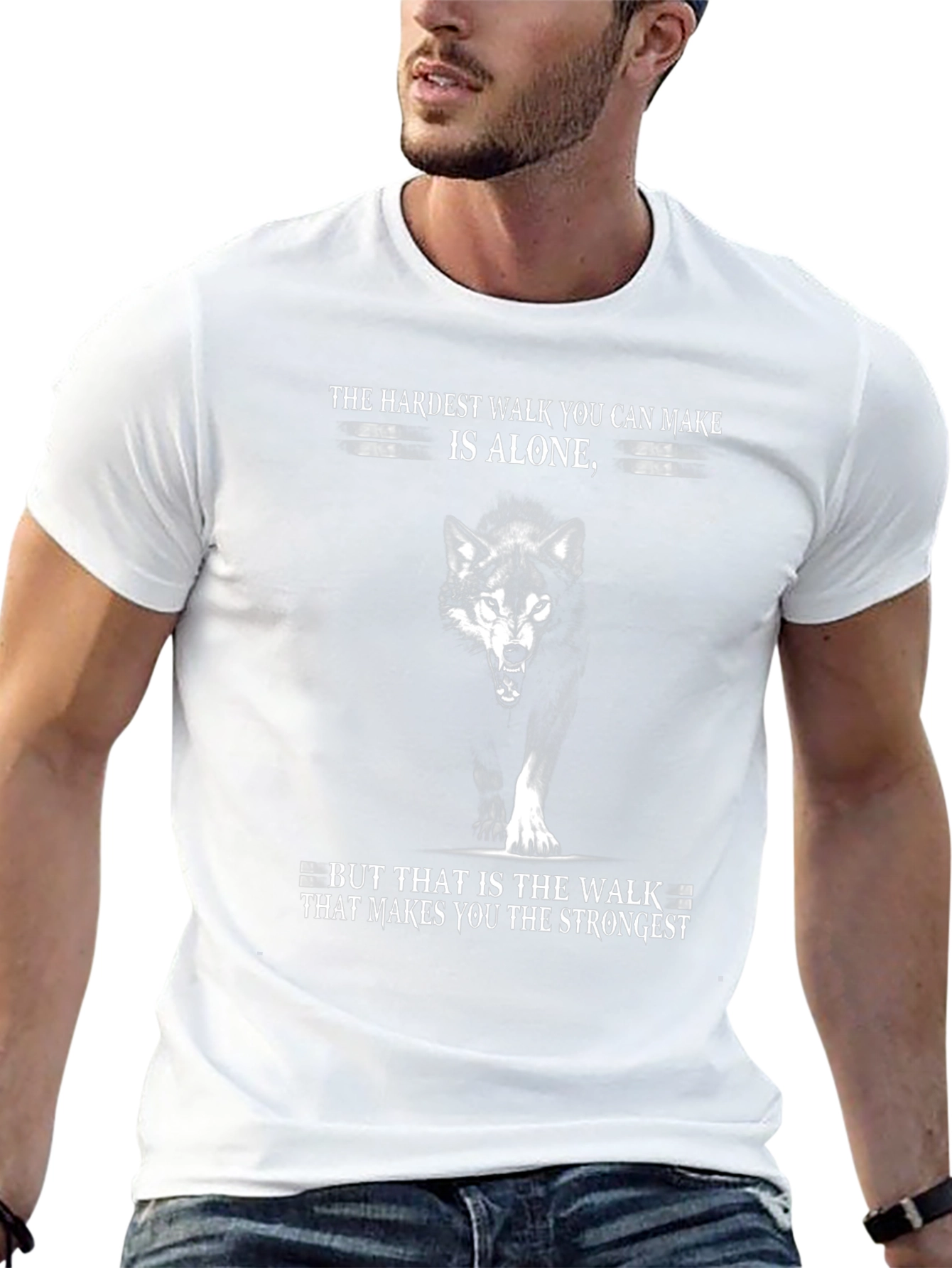 The Hardest Walk Wolf Graphic T-Shirt - 13