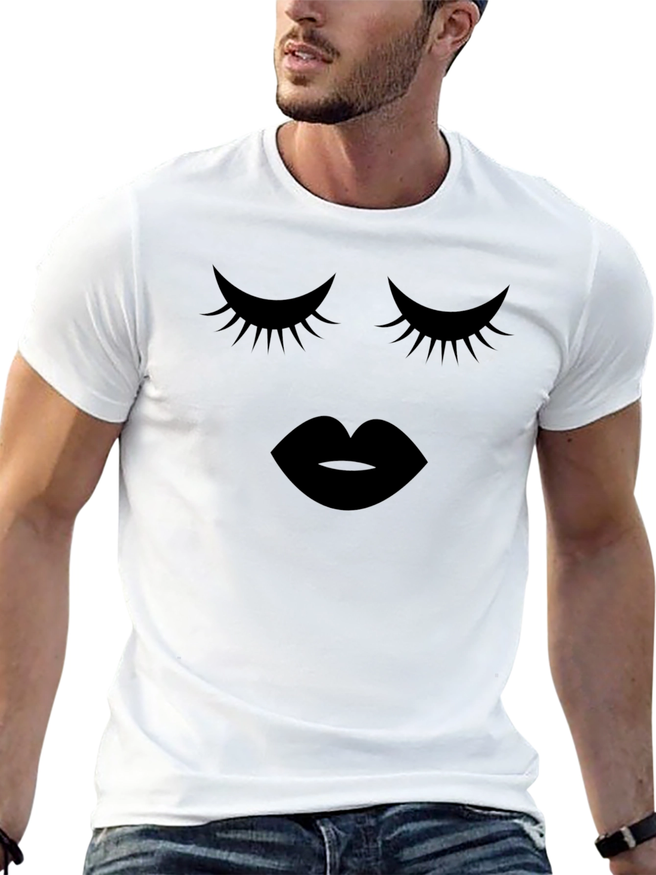 Black Eyelash and Lips Graphic Black T-Shirt view 13