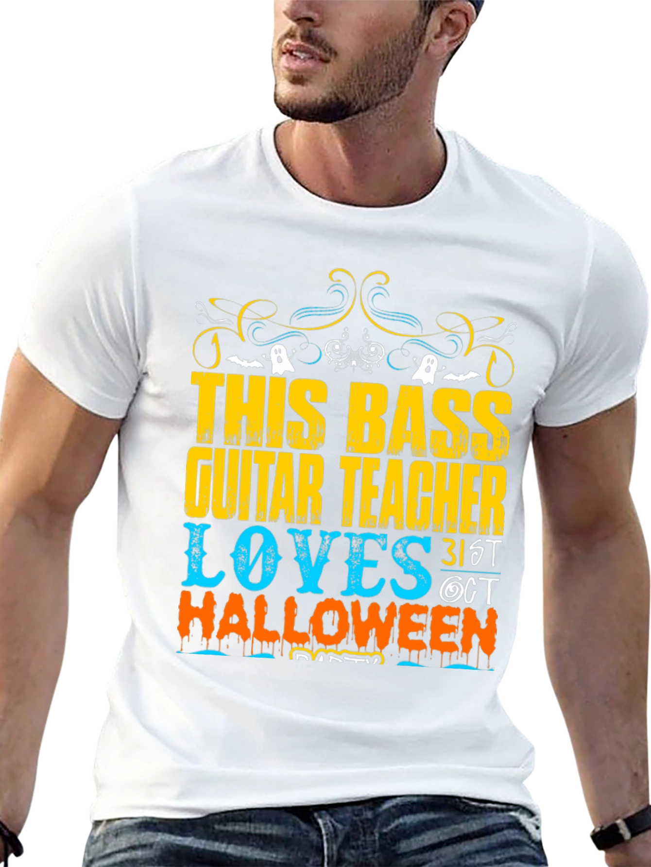 Black Bass Guitar Teacher Halloween T-Shirt view 13