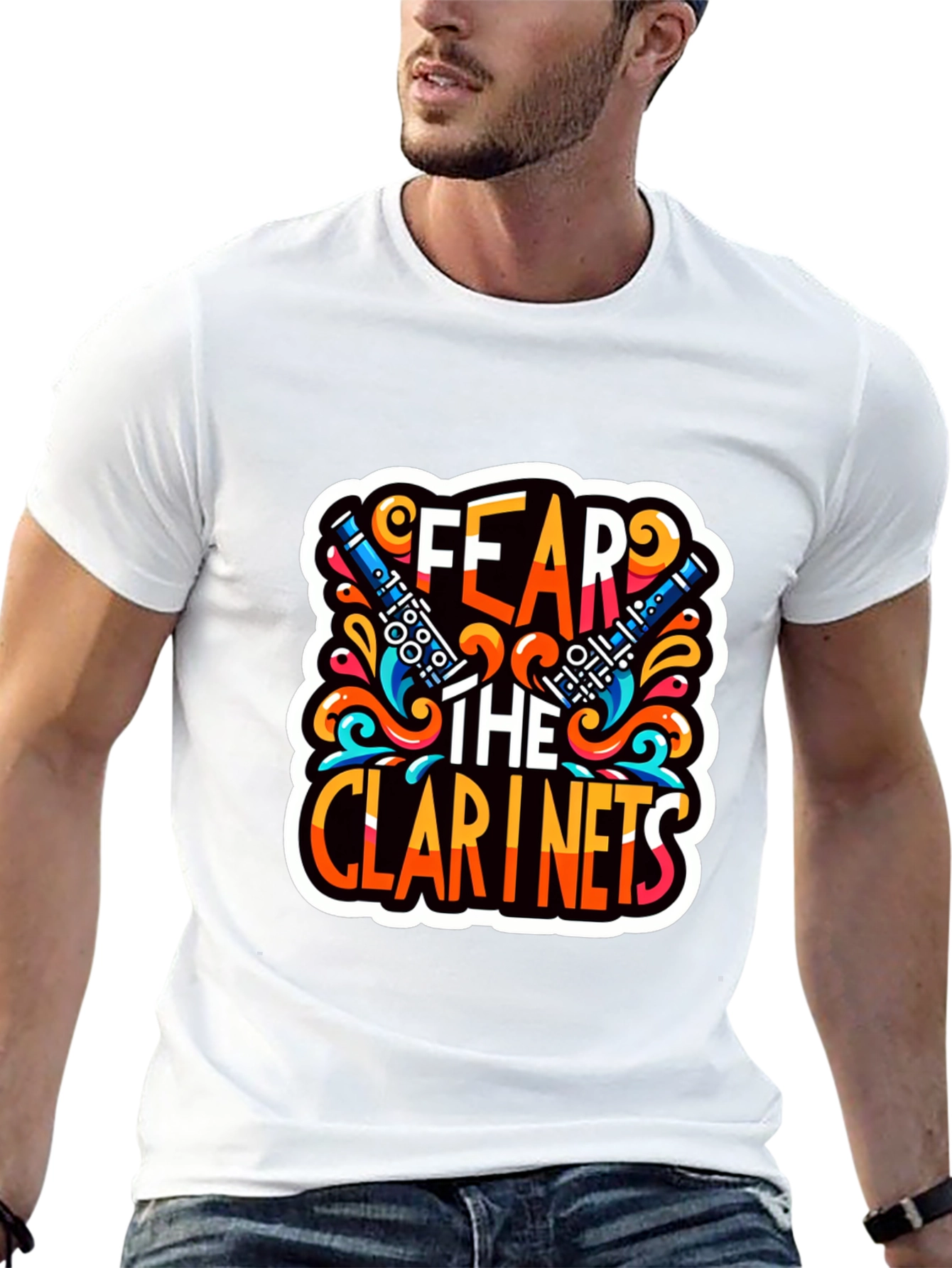 Black Fear the Clarinets Graphic T-Shirt - Music Lover Tee view 13