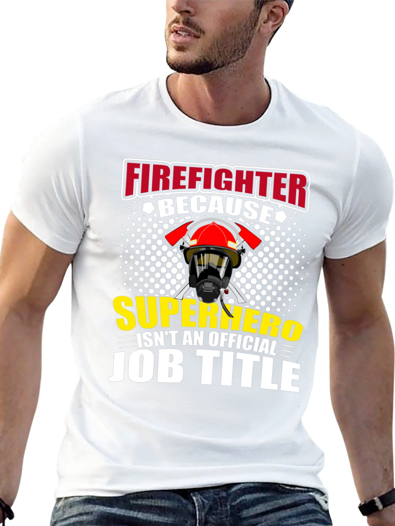Black Firefighter Superhero Job Title Graphic T-Shirt view 13