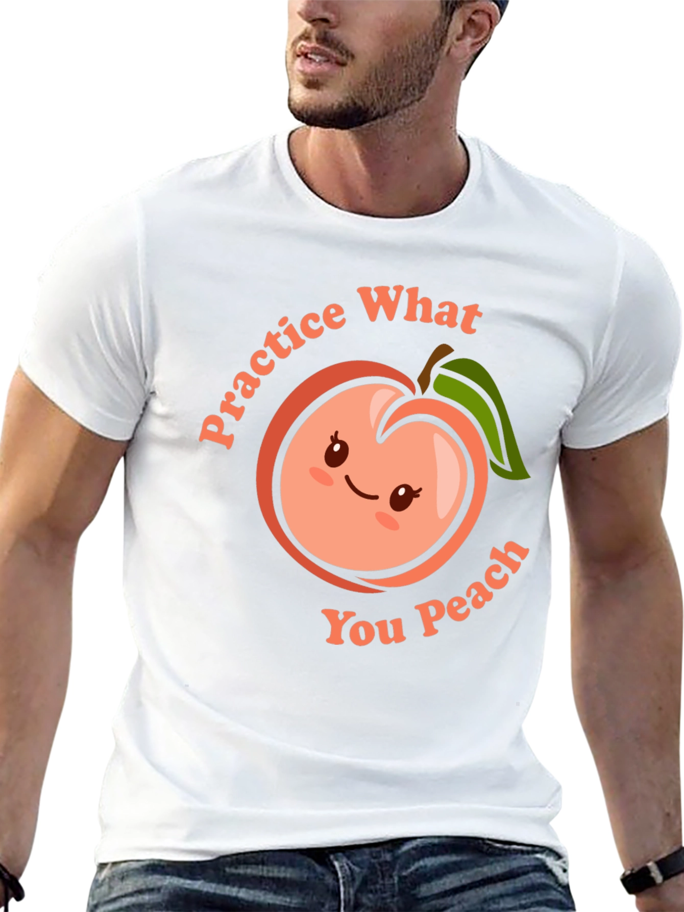Black Practice What You Peach Funny T-Shirt view 13