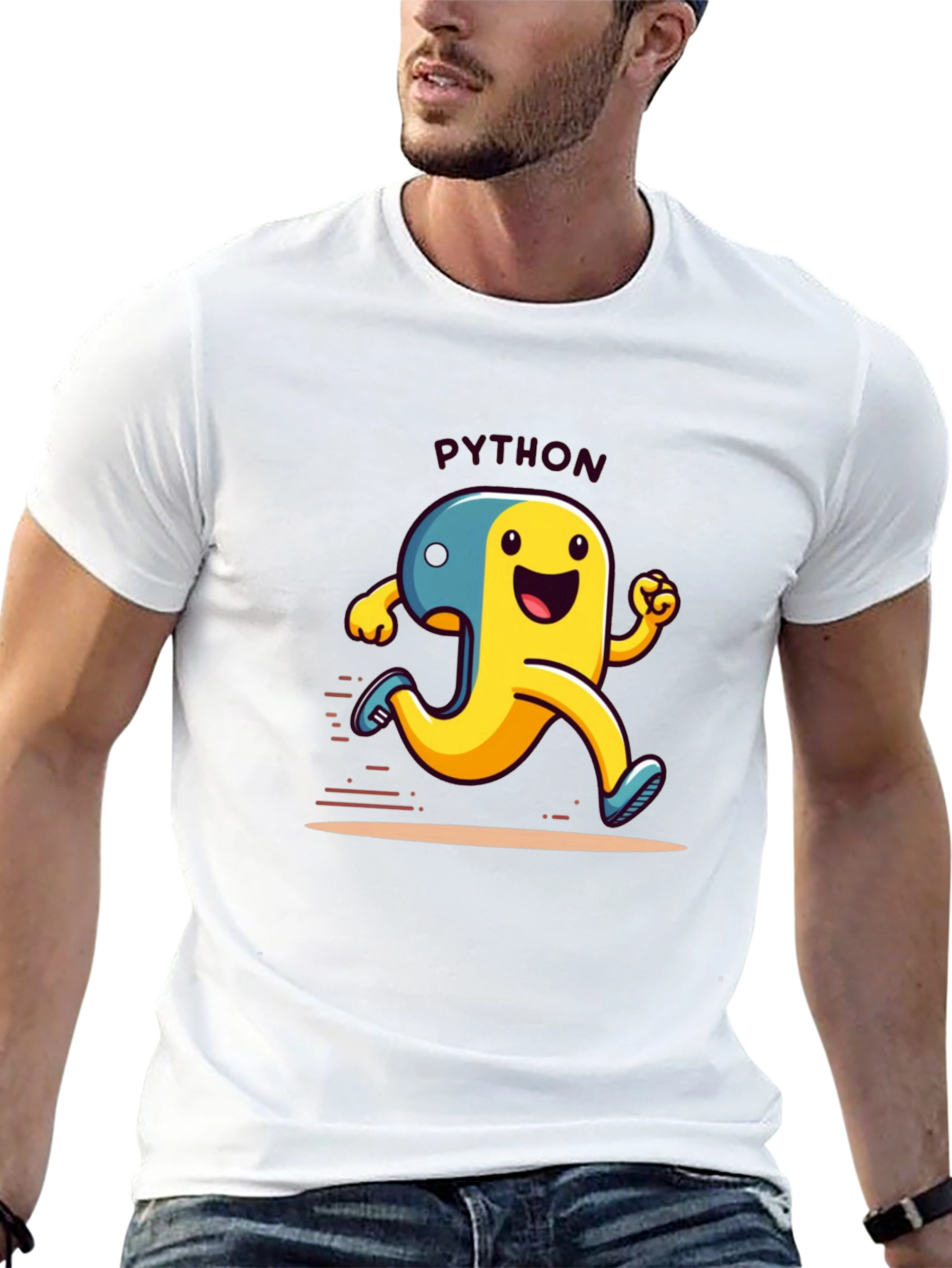 Black Python Programmer Cartoon Black T-Shirt view 13