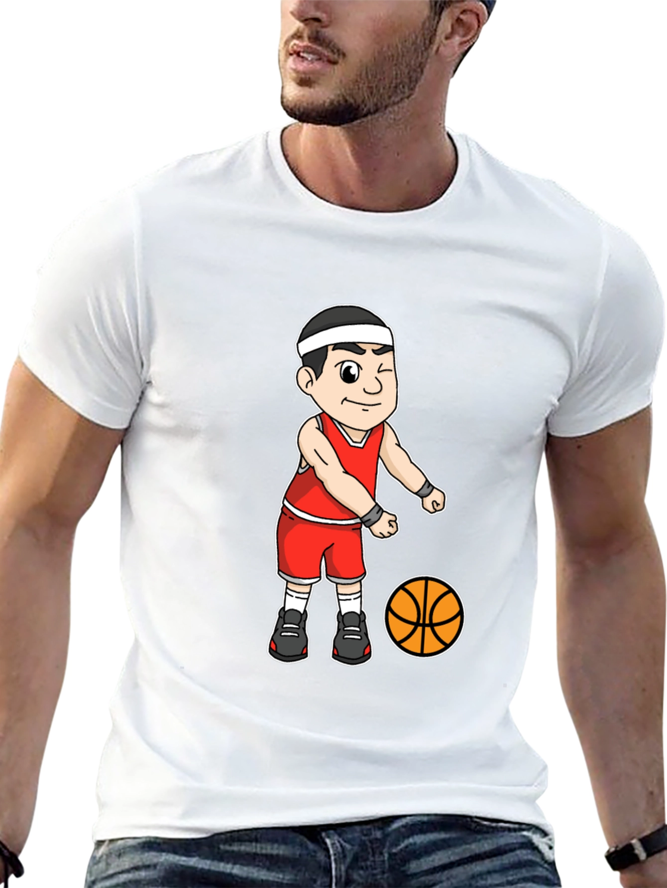 Black Cartoon Basketball Player Graphic Tee view 13