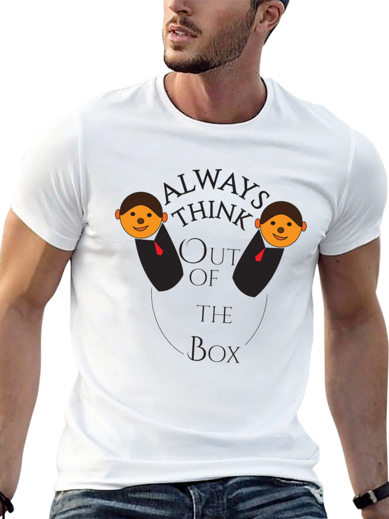 Black Think Outside the Box Graphic T-Shirt view 13