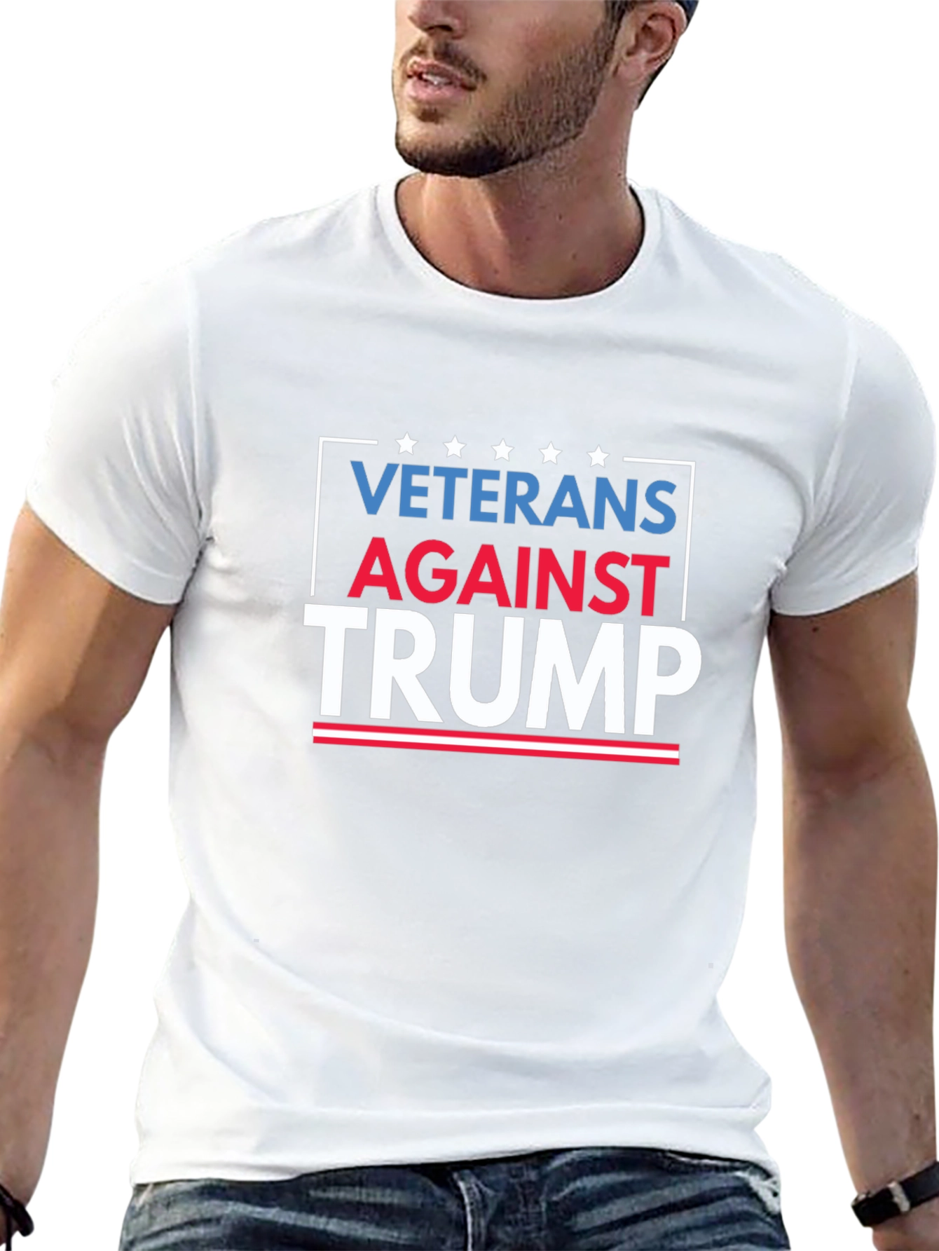 Black Veterans Against Trump Graphic Tee - Black Cotton Shirt view 13