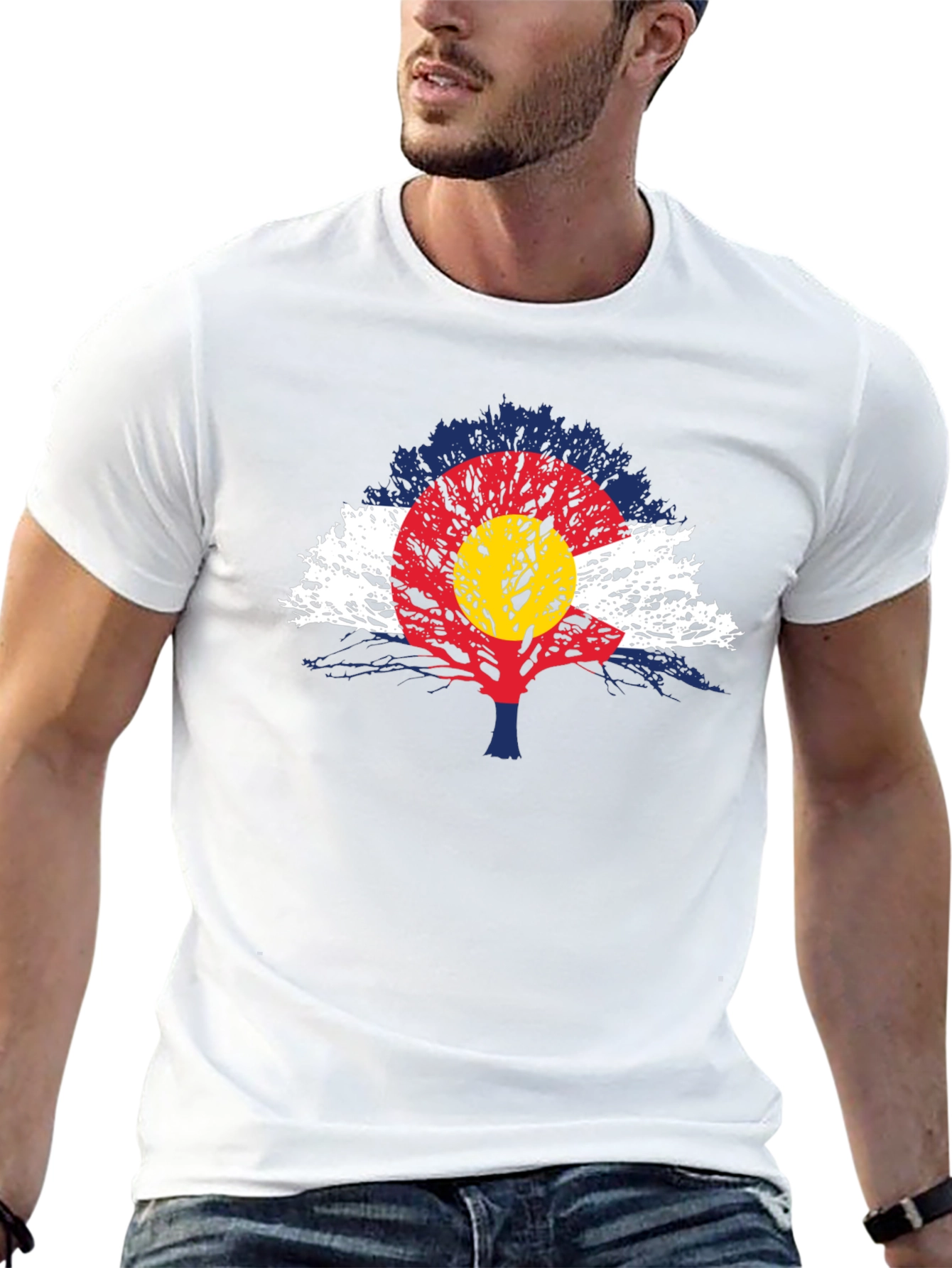 Black Colorado Flag Tree Men's T-Shirt view 13