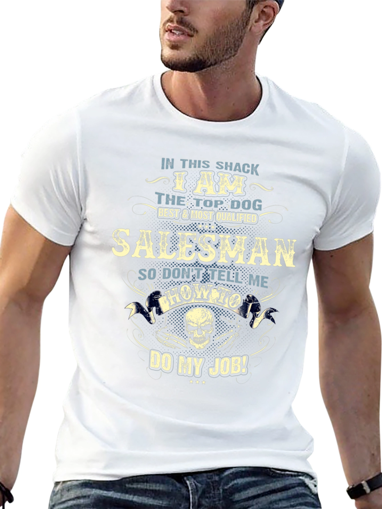 Black I am The Top Dog Salesman Funny T-Shirt view 13