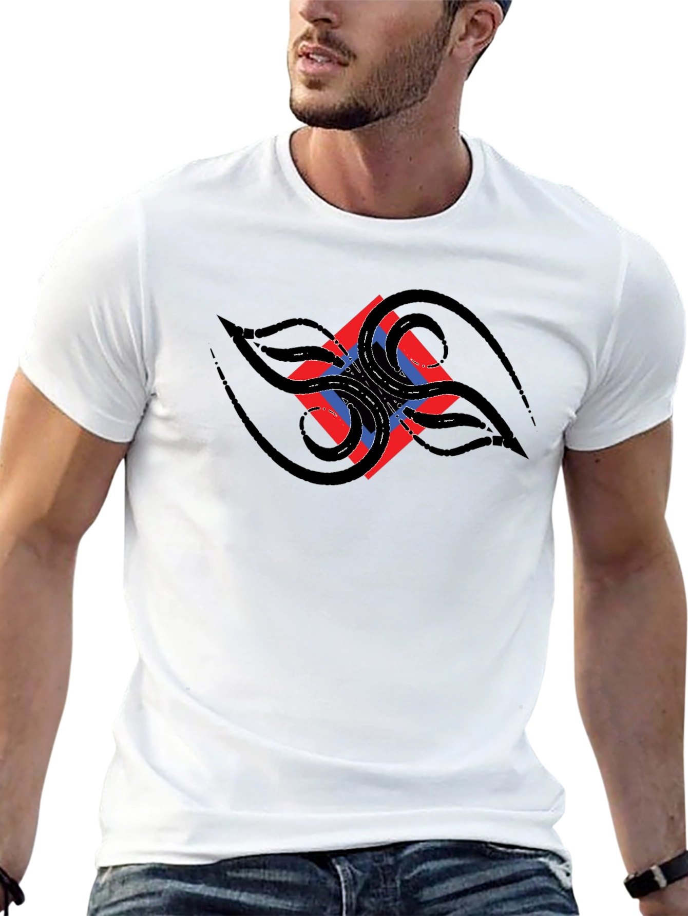 Black Abstract Graphic Black T-Shirt view 13