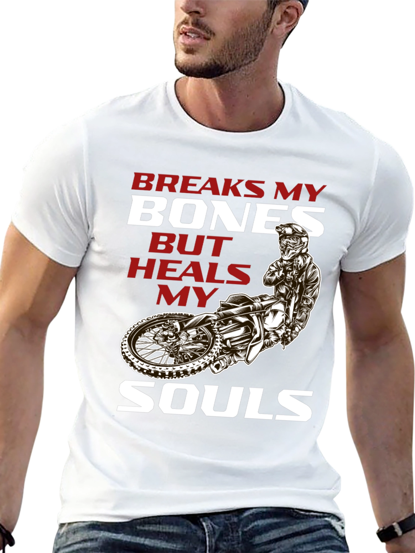 Black Breaks My Bones Heals My Soul Motocross T-Shirt view 13