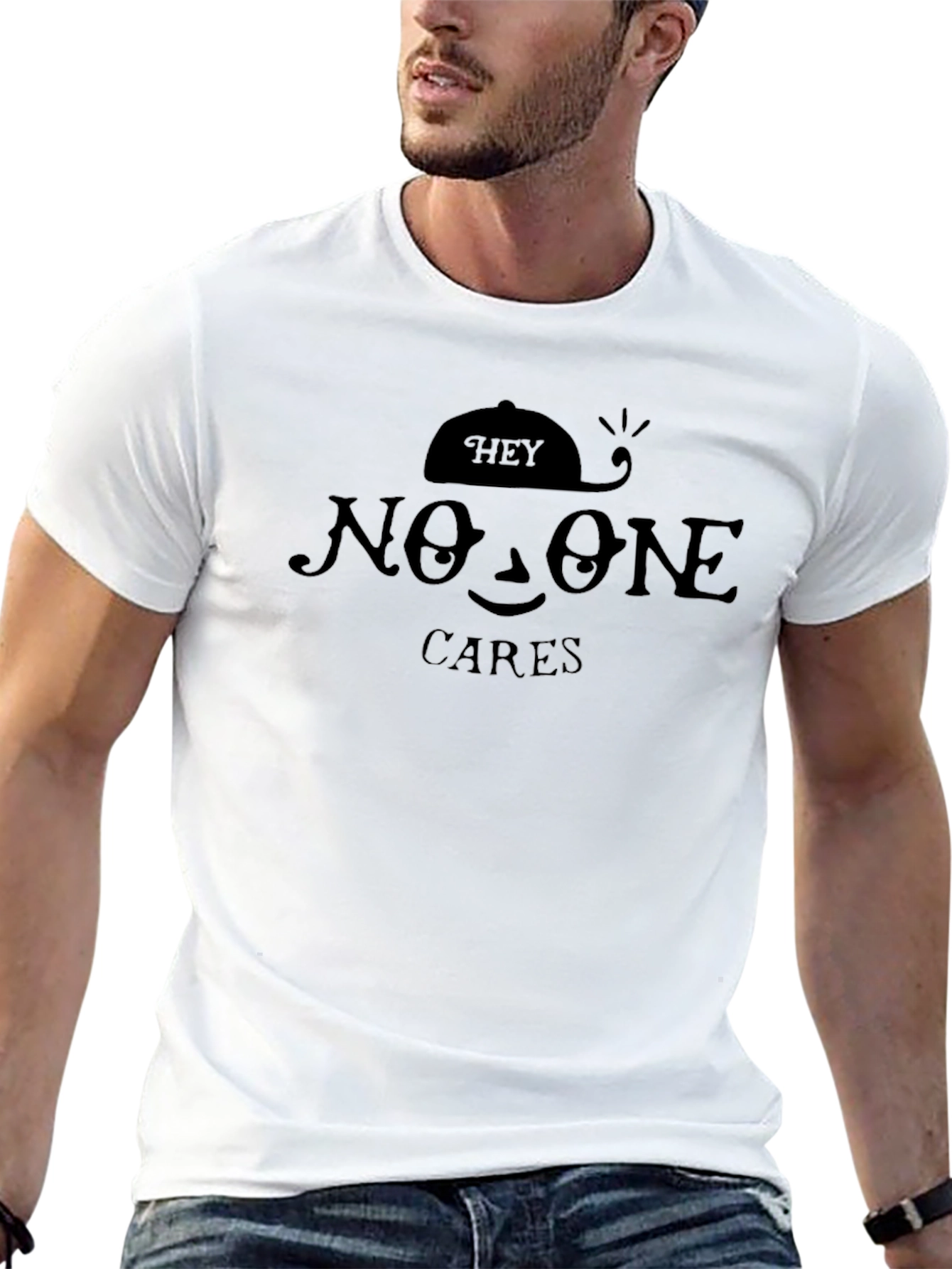 Black Hey No One Cares Black Graphic Tee view 13