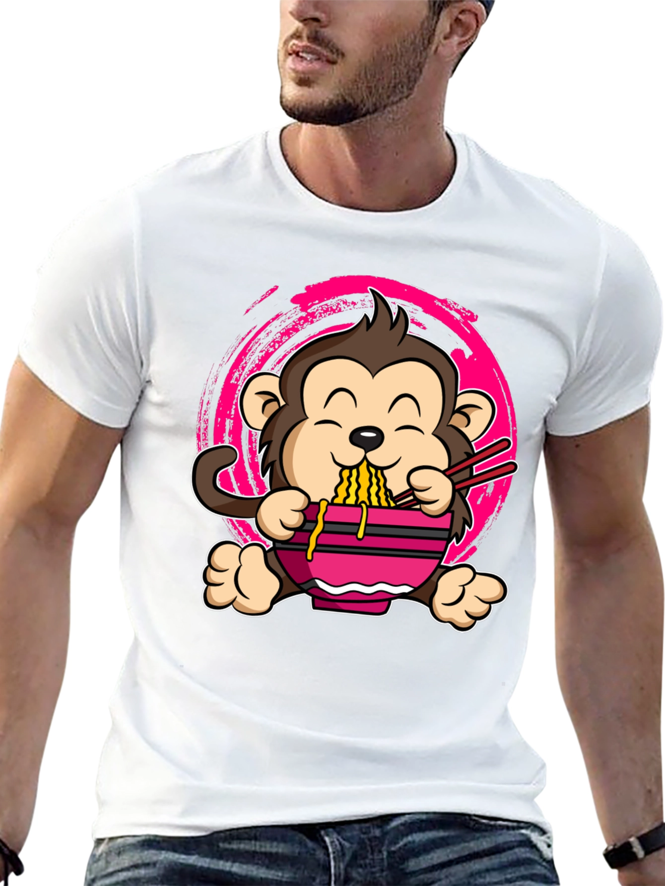 Black Monkey Ramen Graphic Tee - Cute Cartoon T-Shirt view 13