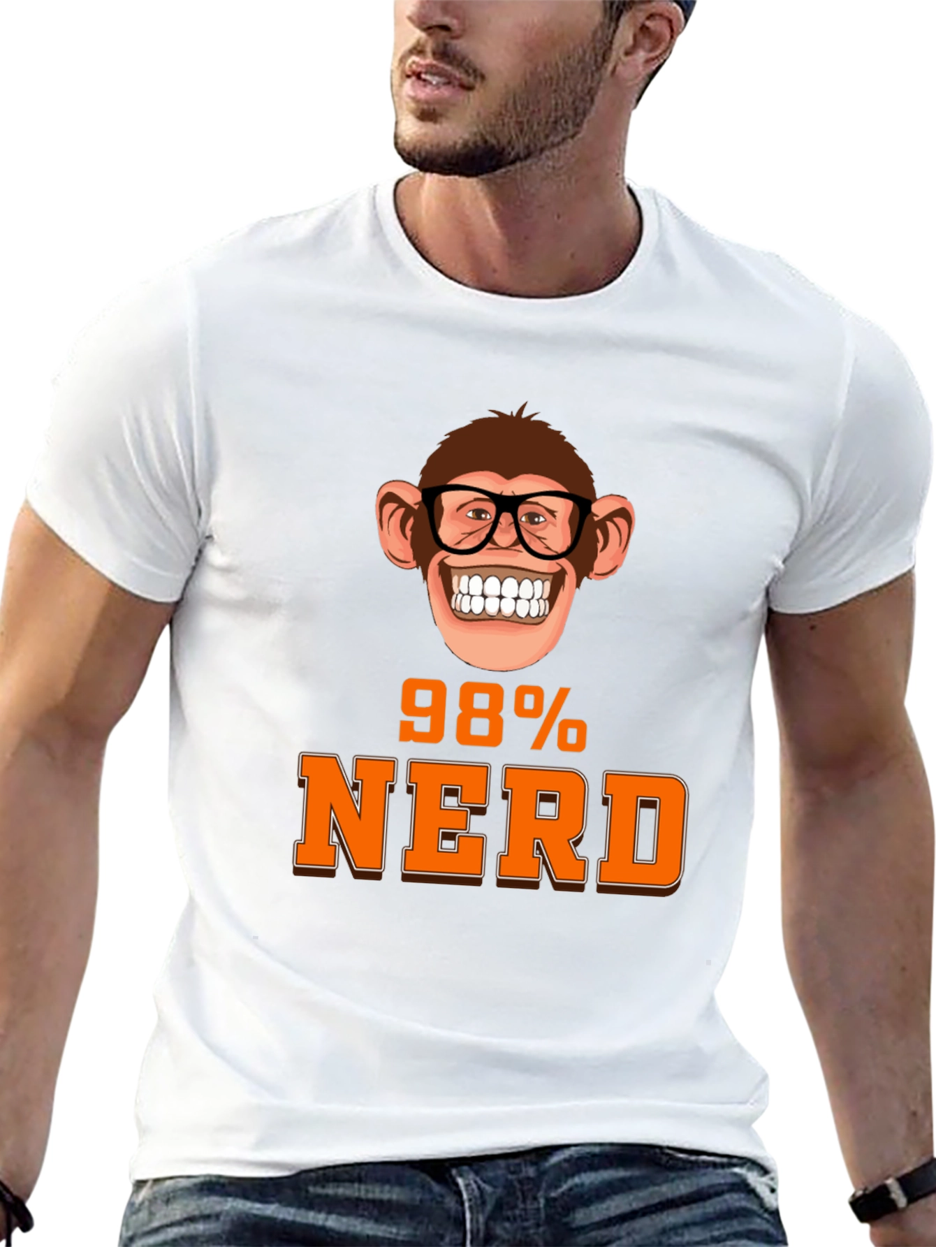Black 98% Nerd Monkey Graphic T-Shirt - Unique Geeky Design view 13