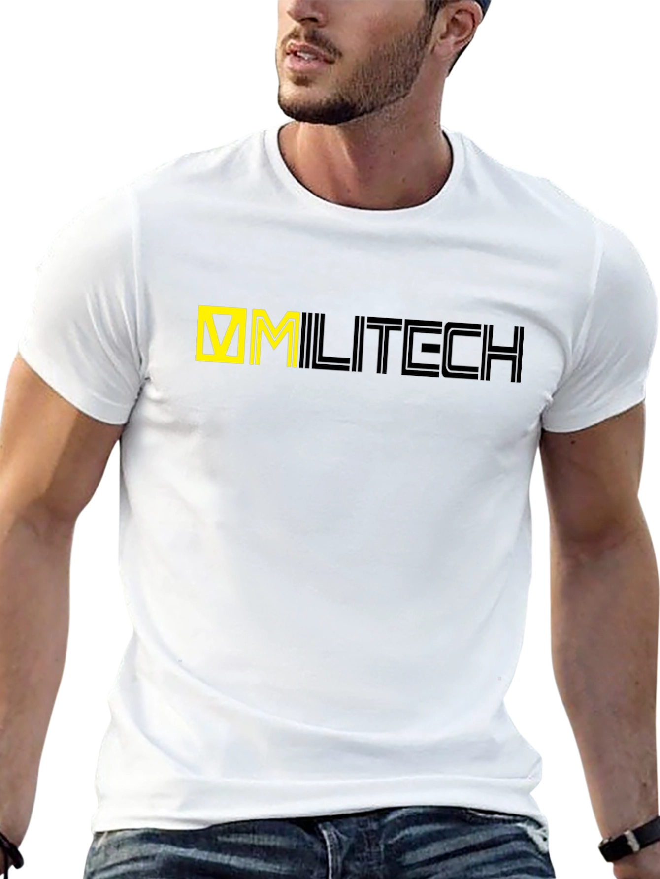 Black Cyberpunk Militech Graphic T-Shirt view 13