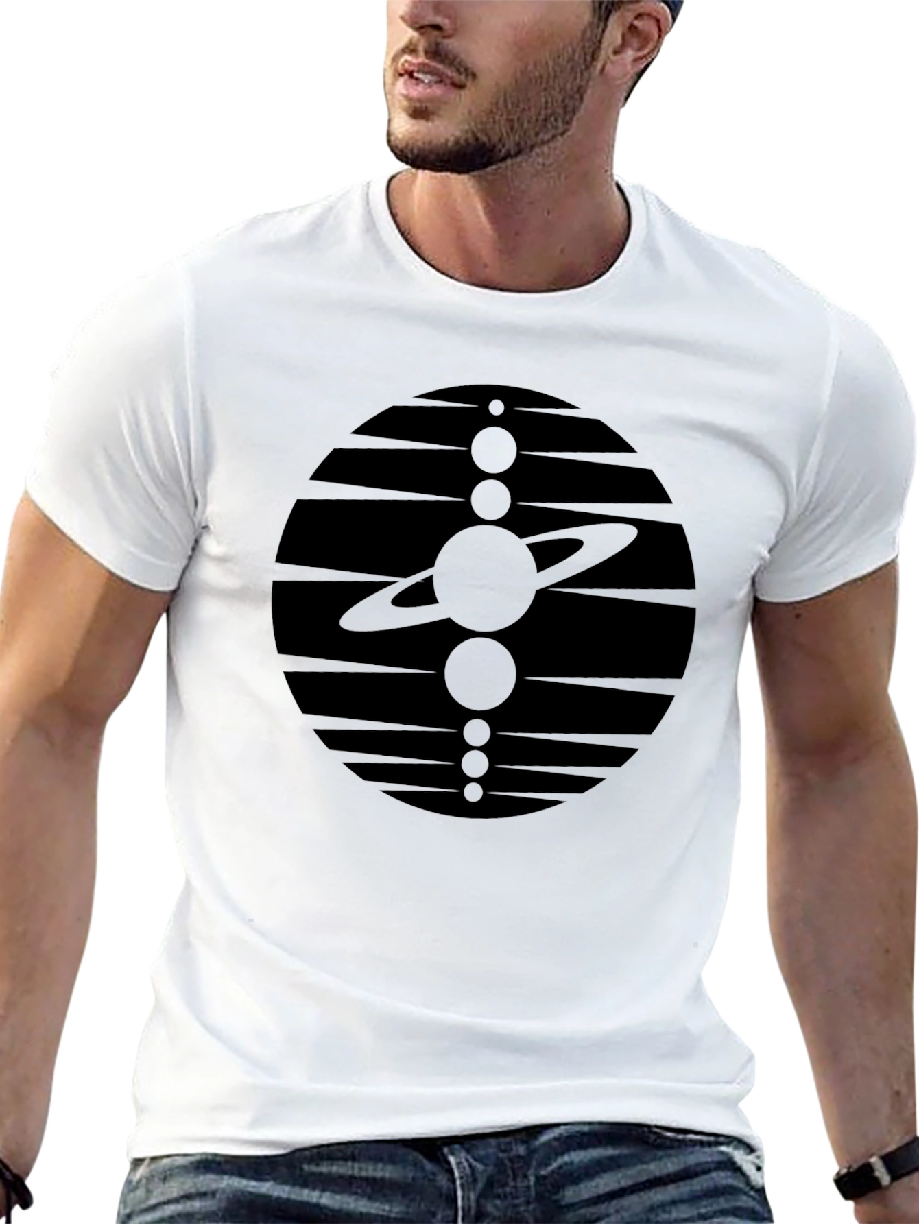 Black Planetary System Graphic Tee - Black Unisex Shirt view 13