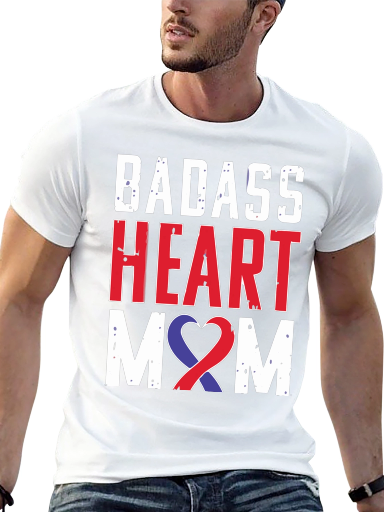 Black Badass Heart Mom Graphic Tee - Awareness Ribbon view 13