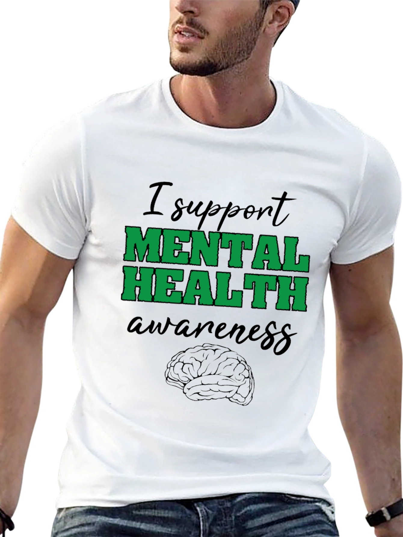 Black Mental Health Awareness Support T-Shirt view 13