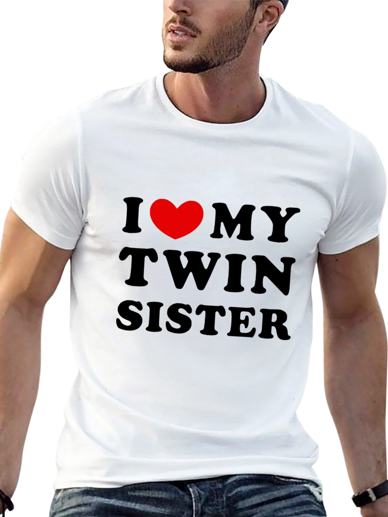 Black I Heart My Twin Sister Black Graphic Tee view 13